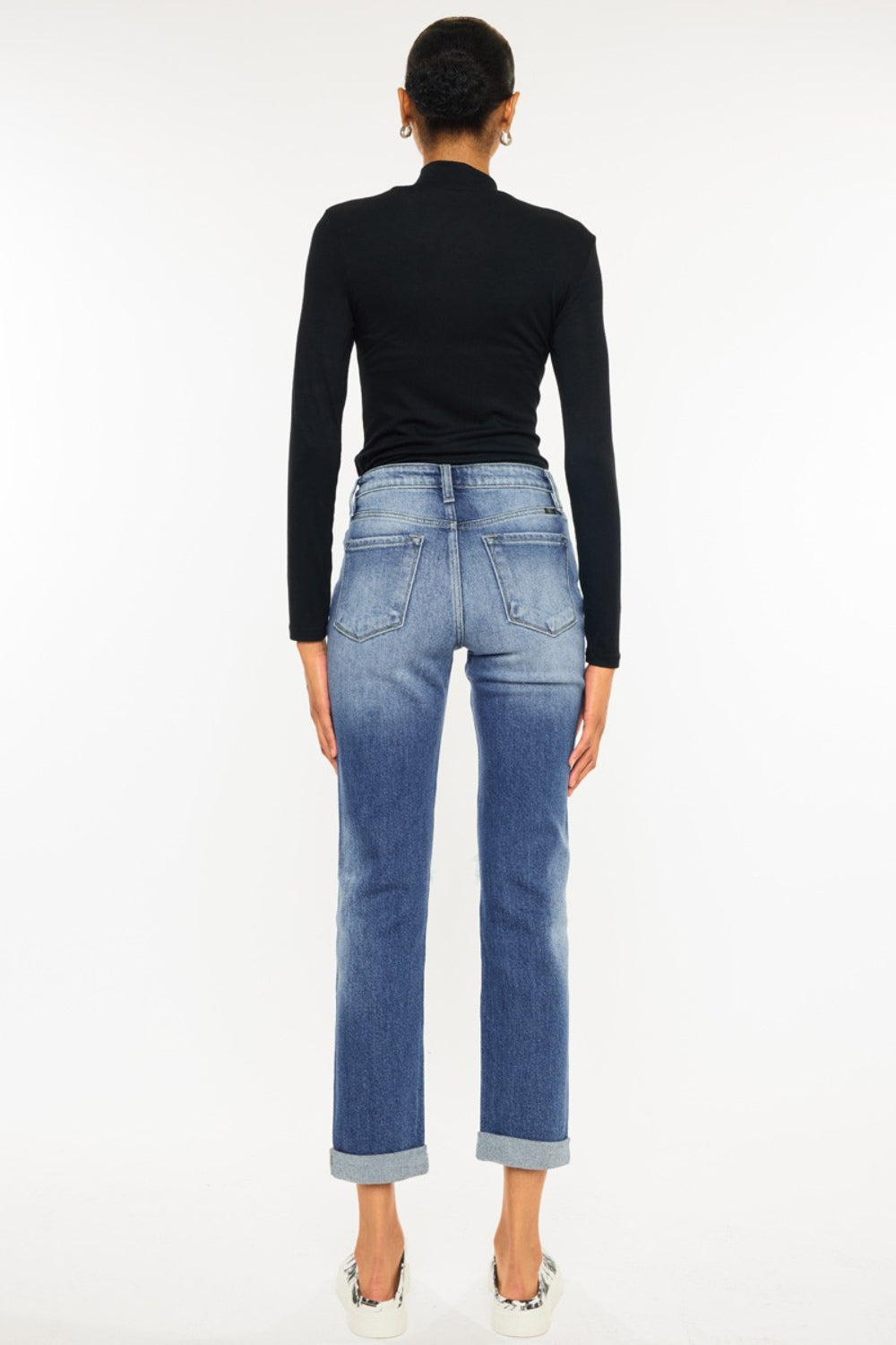 Kancan High Waist Distressed Hem Detail Cropped Straight Jeans - The Daily Makeover