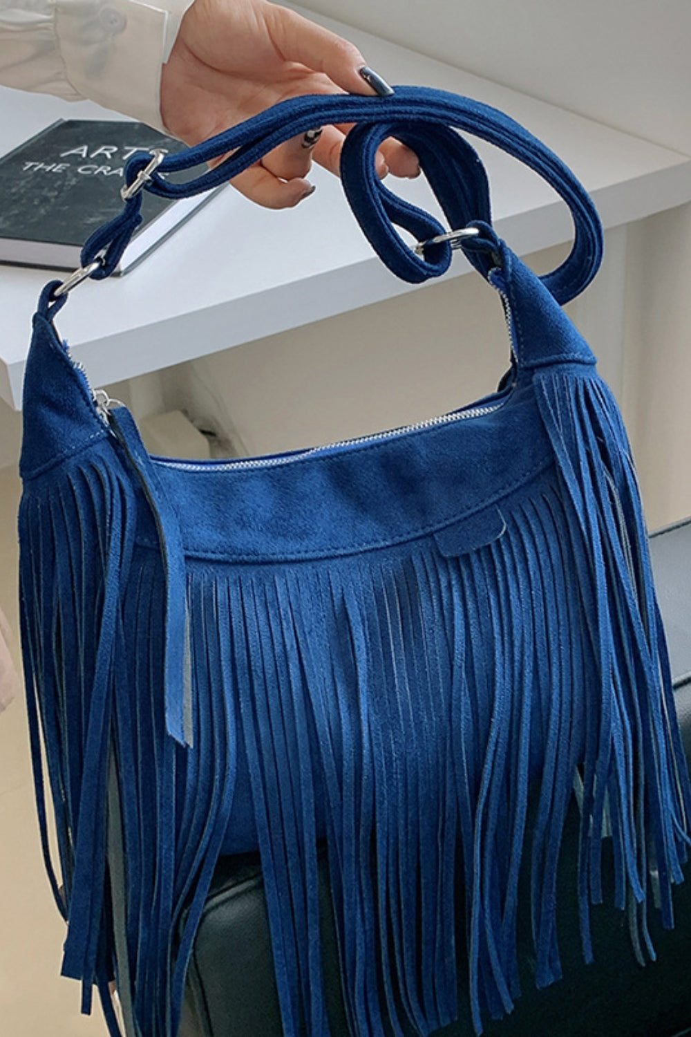 Suede Fringe Adjustable Strap Shoulder Bag - The Daily Makeover