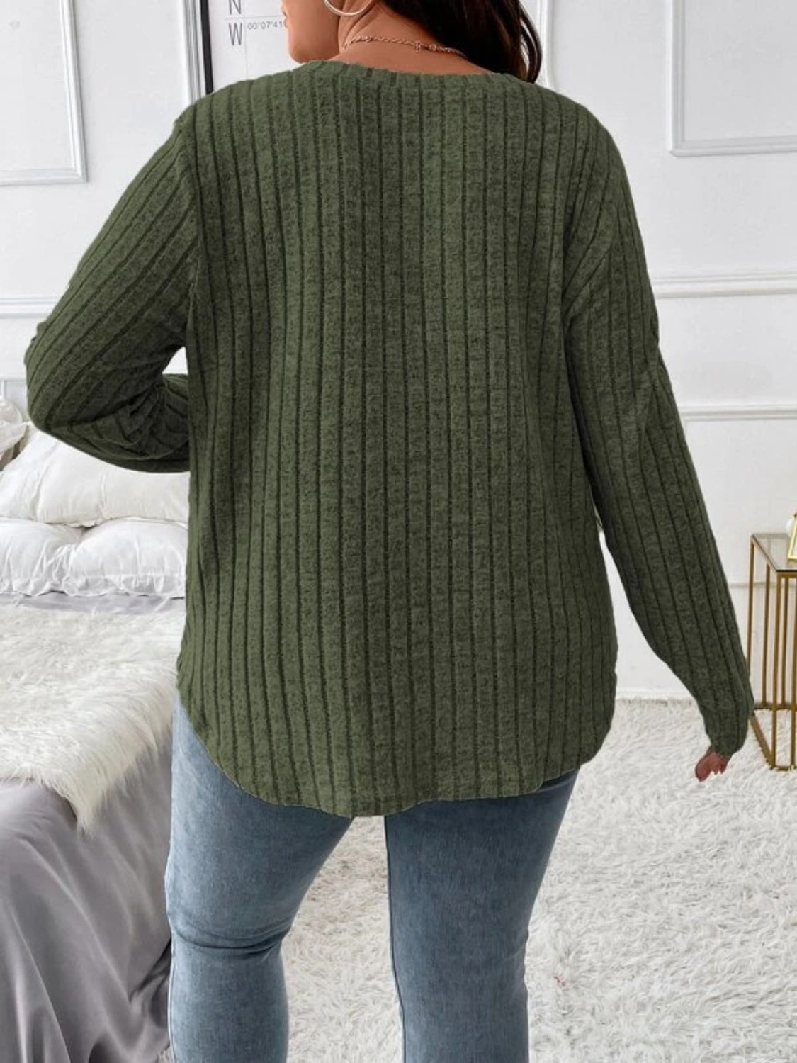 Plus Size V-Neck Long Sleeve T-Shirt - The Daily Makeover
