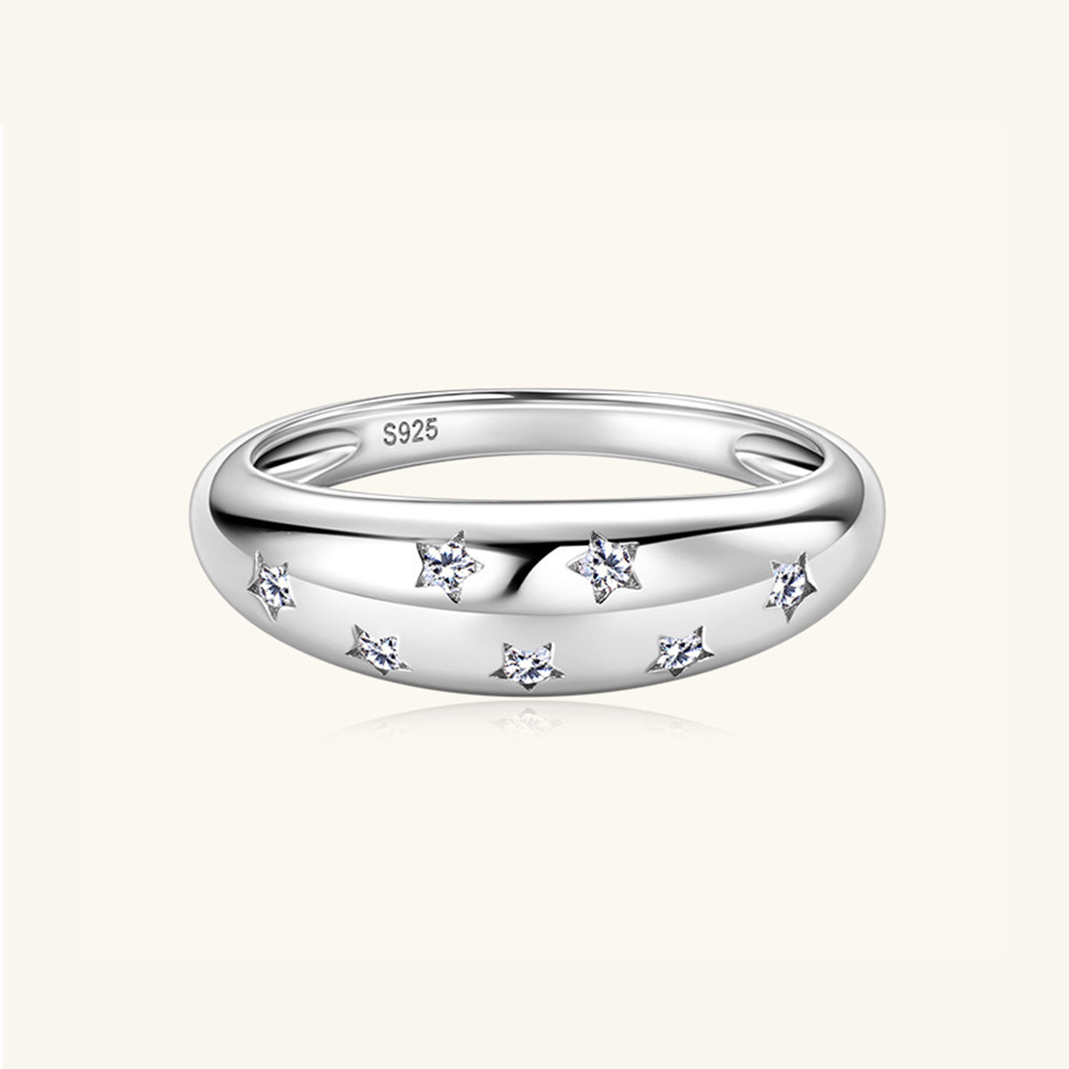 925 Sterling Silver Inlaid Moissanite Star Ring - The Daily Makeover