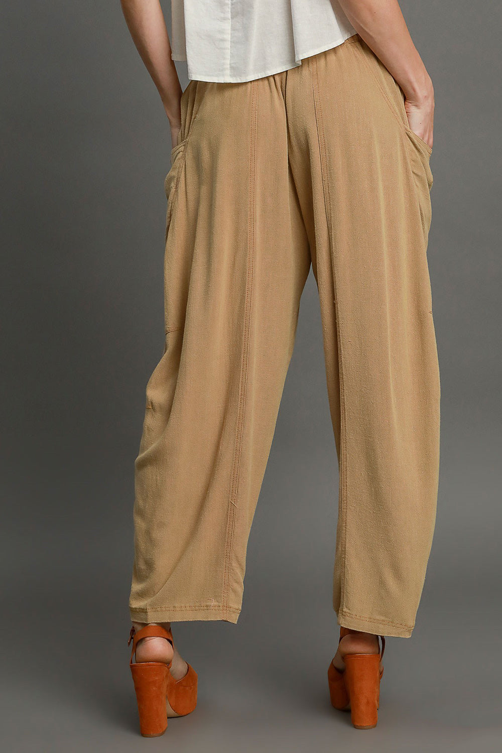 Umgee Elastic Waist Baggy Fit Pants with Pockets - The Daily Makeover