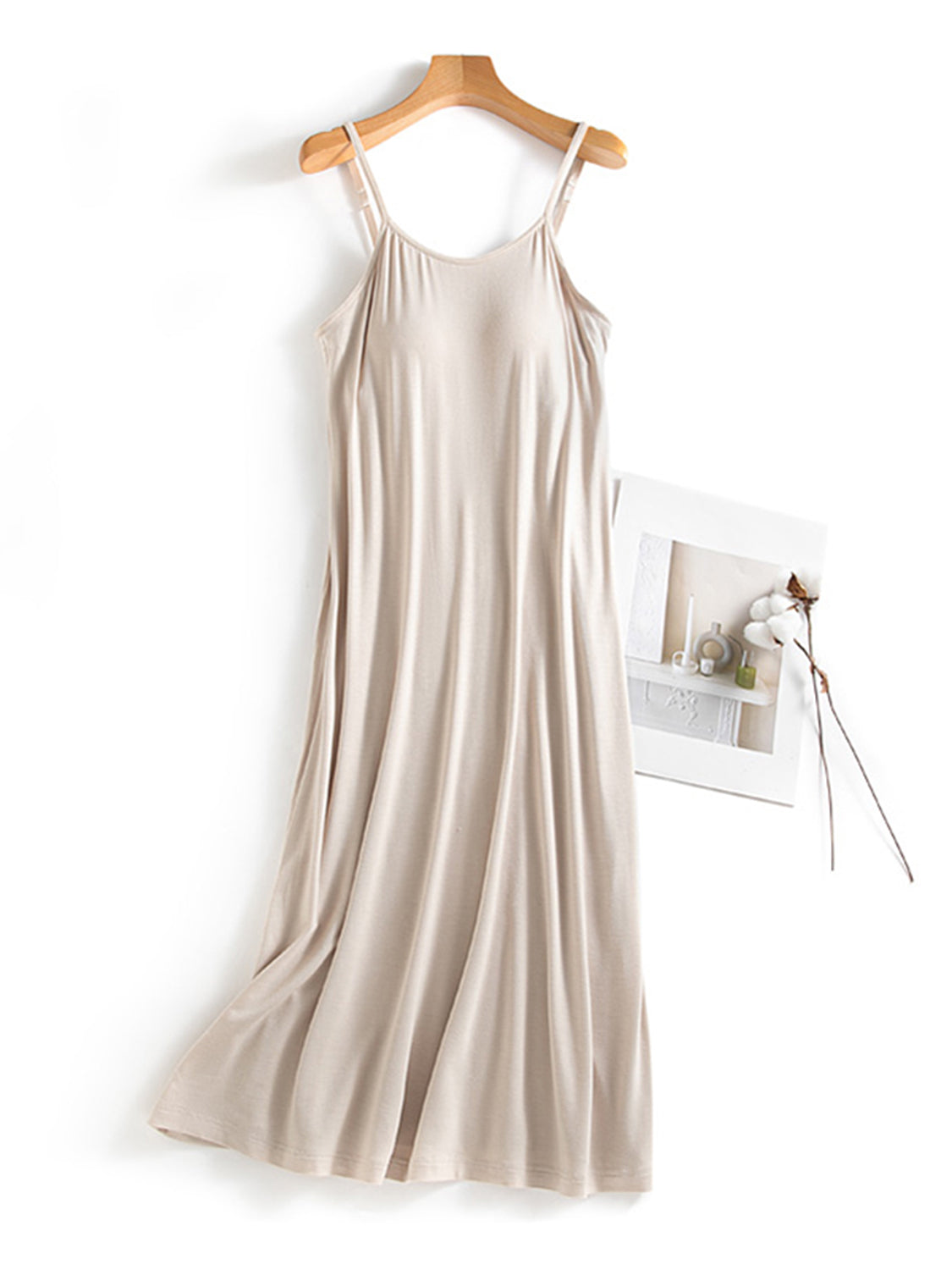Scoop Neck Midi Cami Dress with Bra - The Daily Makeover