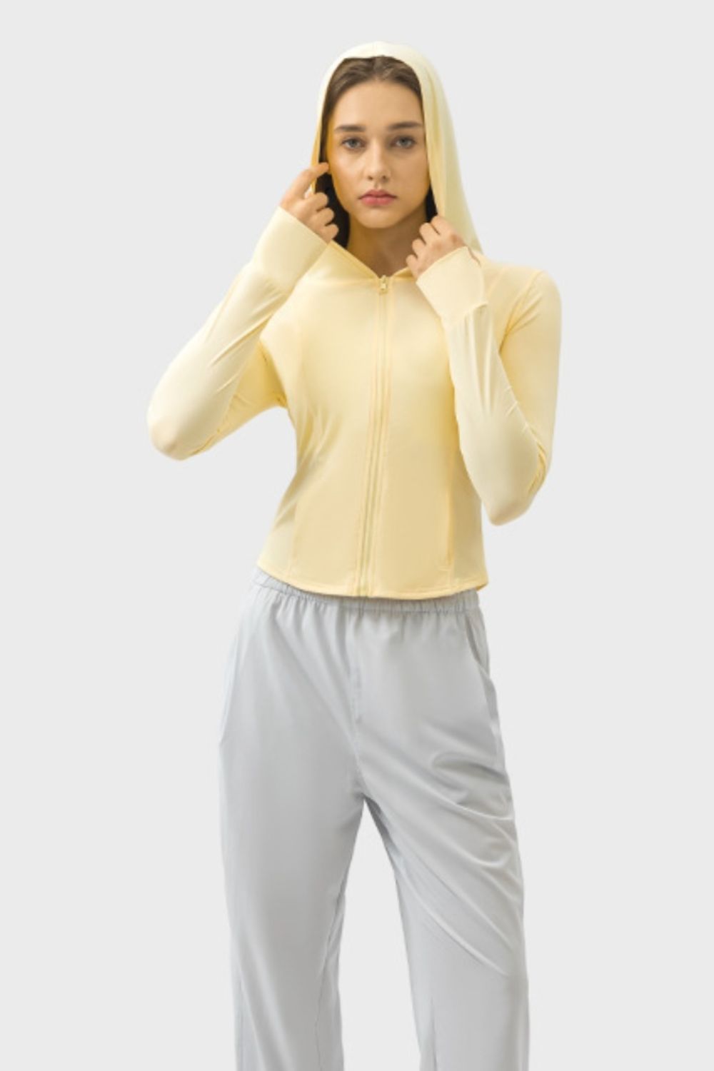 Pocketed Zip Up Hooded Long Sleeve Active Outerwear - The Daily Makeover