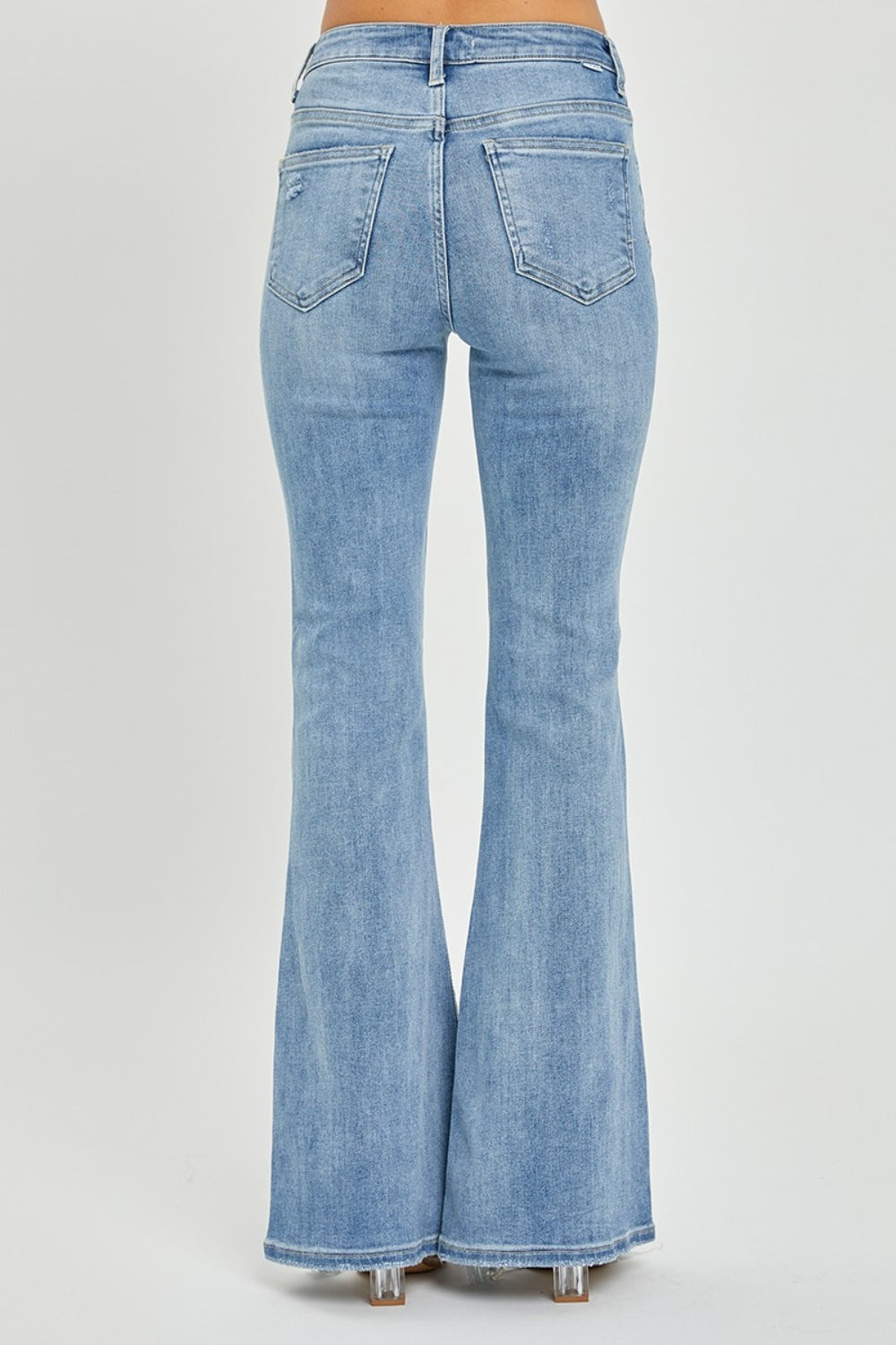 Full Size High Rise Frayed Hem Flare Jeans - The Daily Makeover