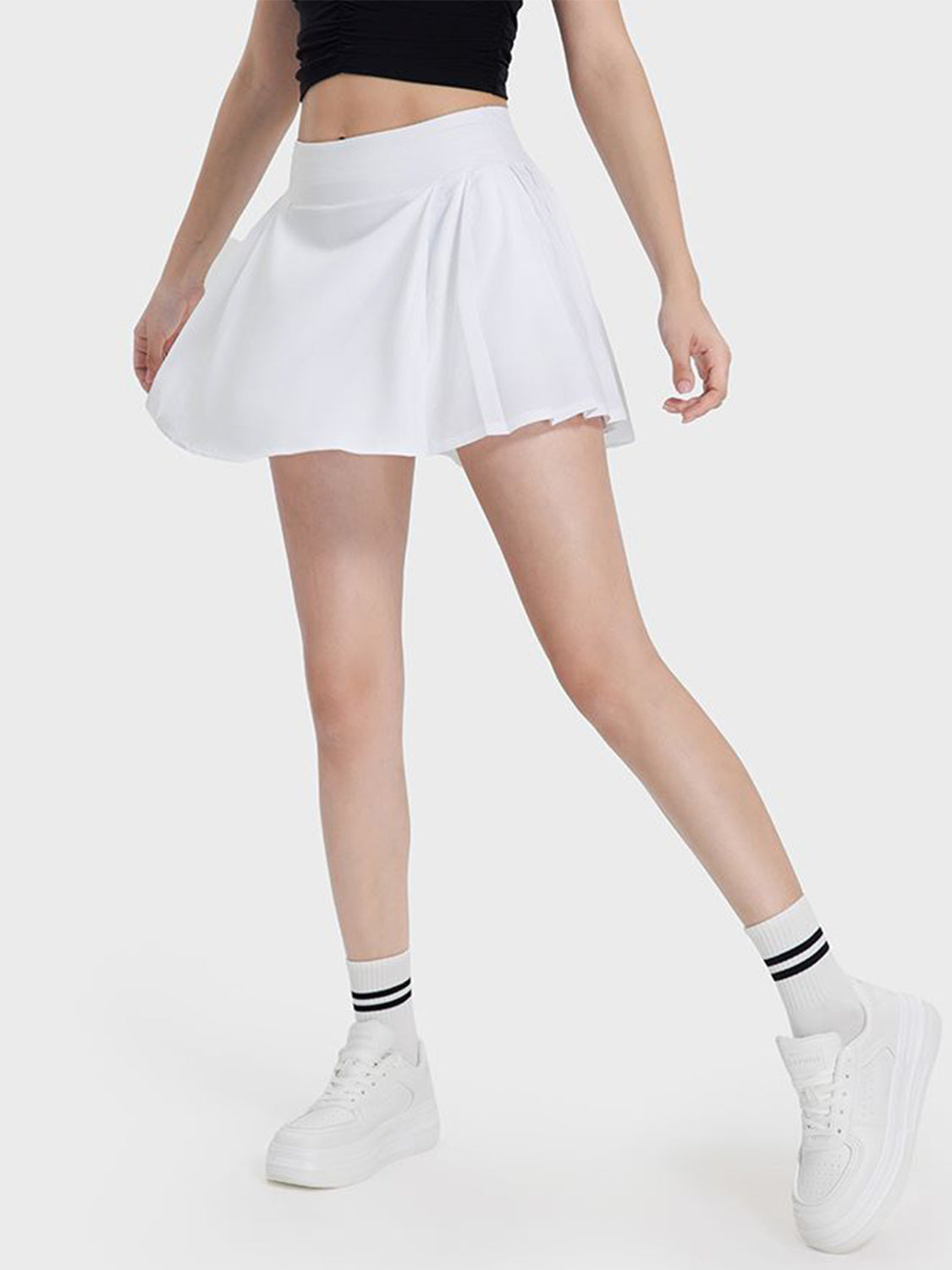 Pleated Detail Mid-Rise Waist Active Skirt - The Daily Makeover