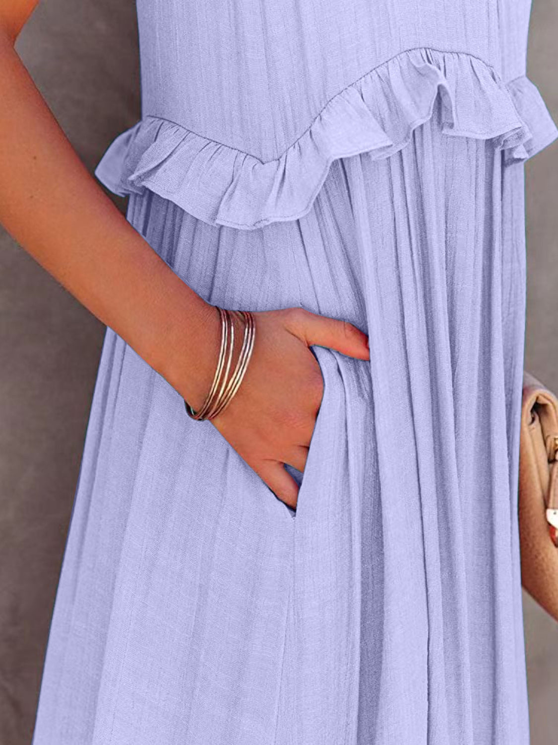 Ruffled Sleeveless Tiered Maxi Dress with Pockets - The Daily Makeover