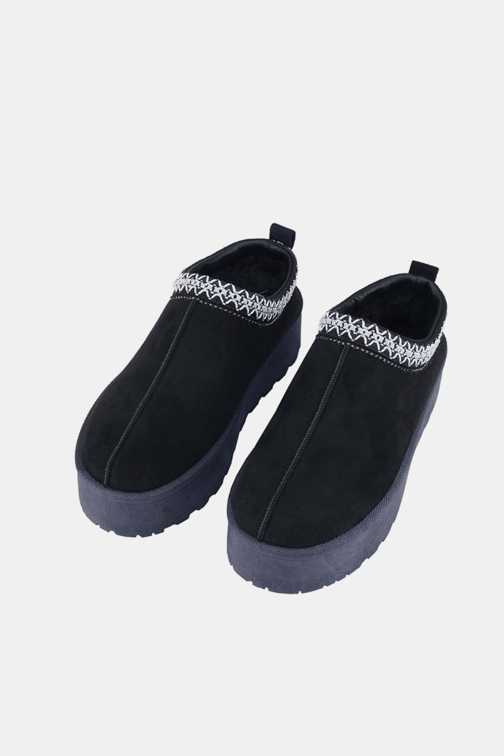 Weeboo Platform Embroidered Trim Slip-On Boots - The Daily Makeover