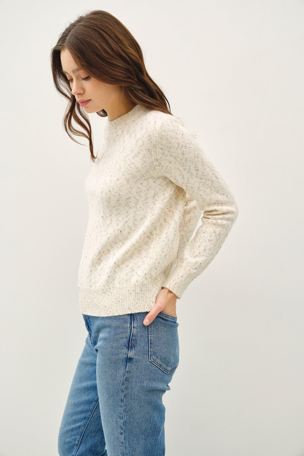 Be Cool Heathered Round Neck Long Sleeve Sweater - The Daily Makeover