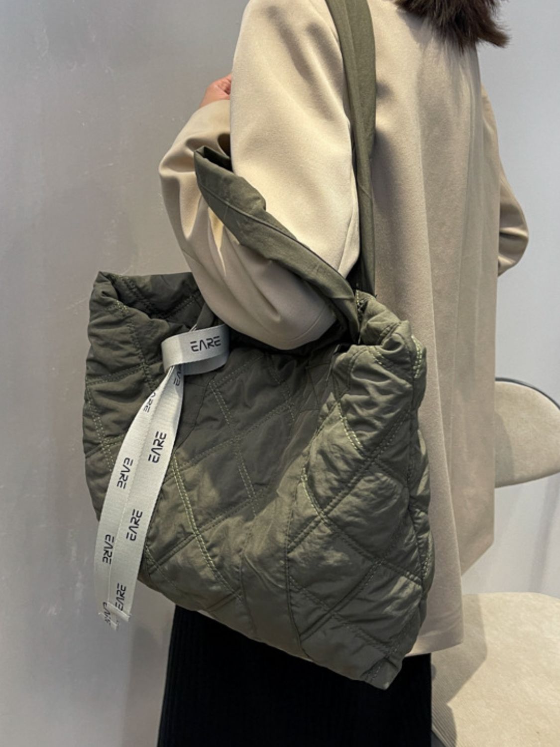 Quilted Nylon Large Tote Bag - The Daily Makeover