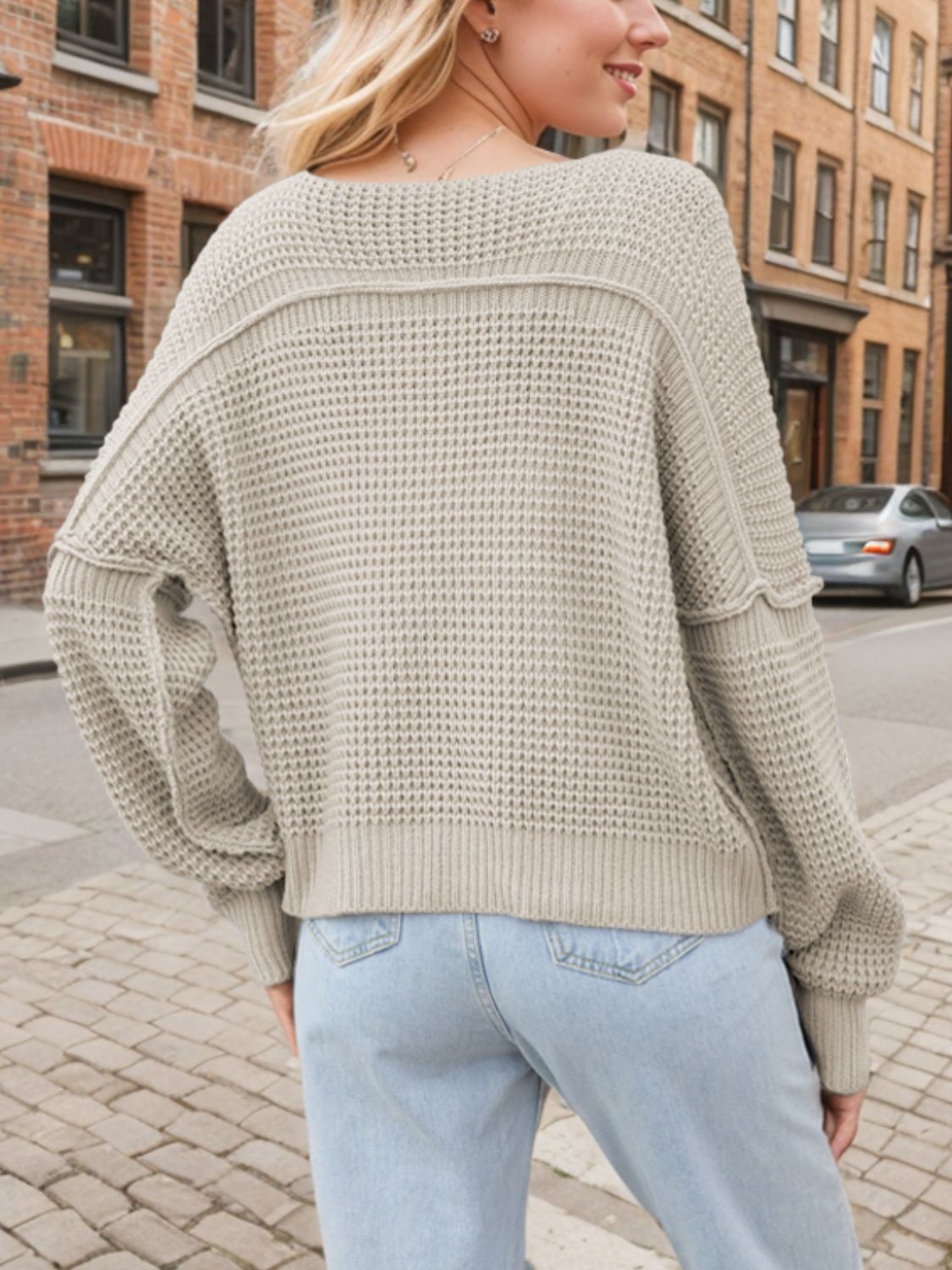V-Neck Long Sleeve Sweater - The Daily Makeover
