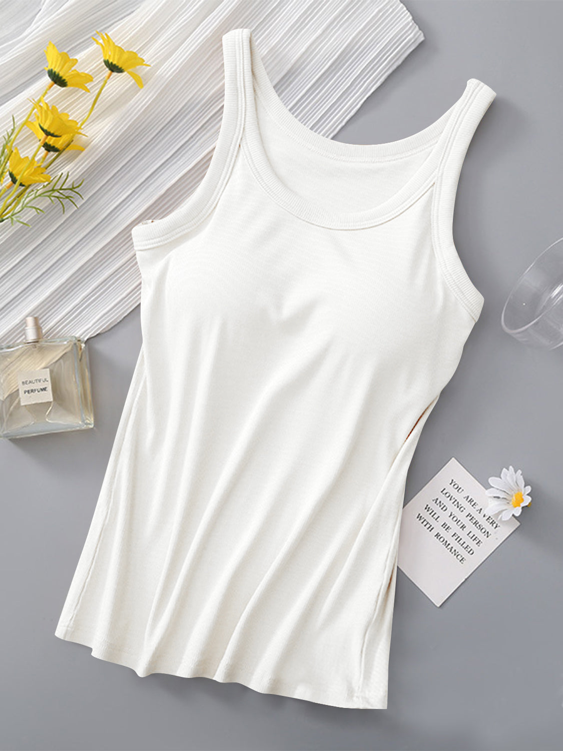 Round Neck Tank with Bra - The Daily Makeover