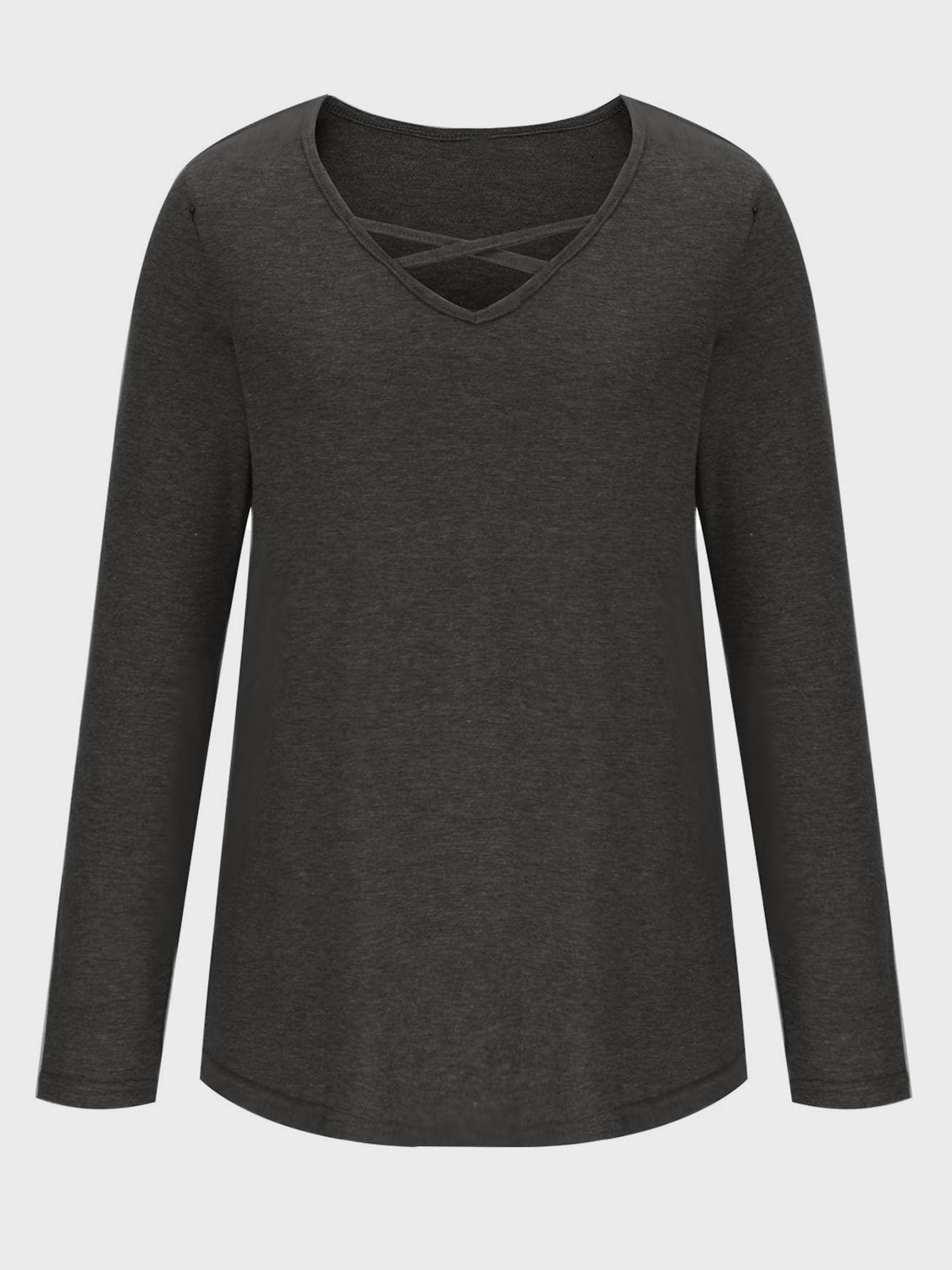 Crisscross V-Neck Long Sleeve T-Shirt - The Daily Makeover