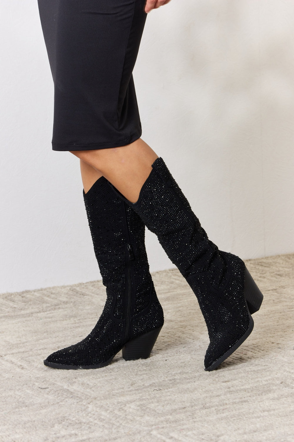 Forever Link Rhinestone Knee High Cowboy Boots - The Daily Makeover