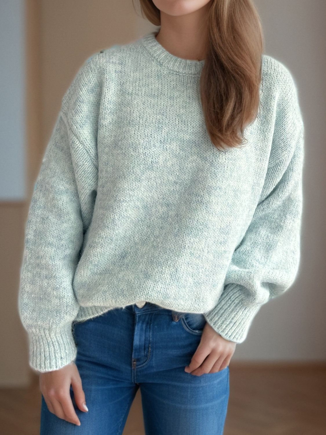 Round Neck Long Sleeve Sweater - The Daily Makeover