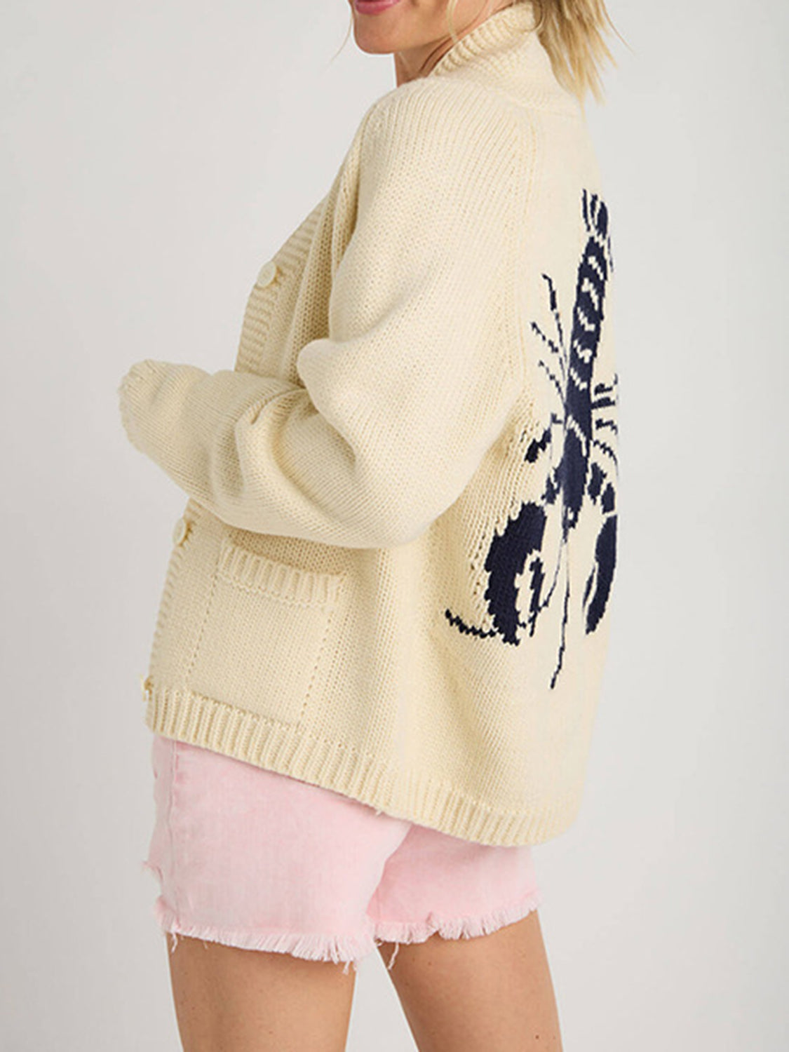 Lobster Button Up Long Sleeve Cardigan - The Daily Makeover