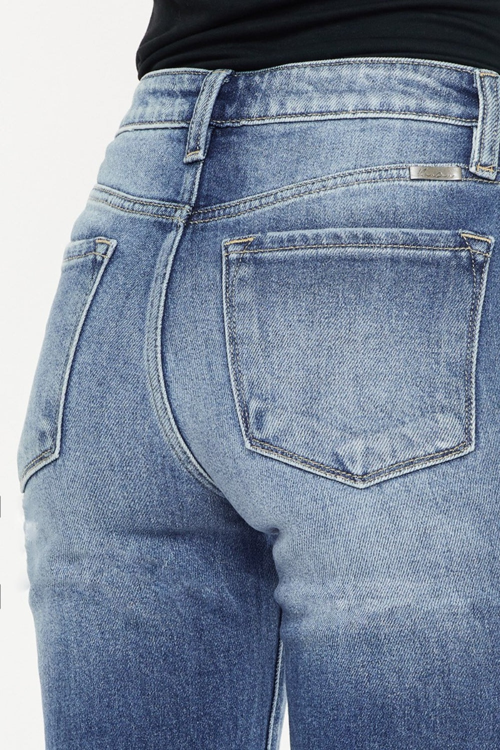 Kancan High Waist Distressed Hem Detail Cropped Straight Jeans - The Daily Makeover