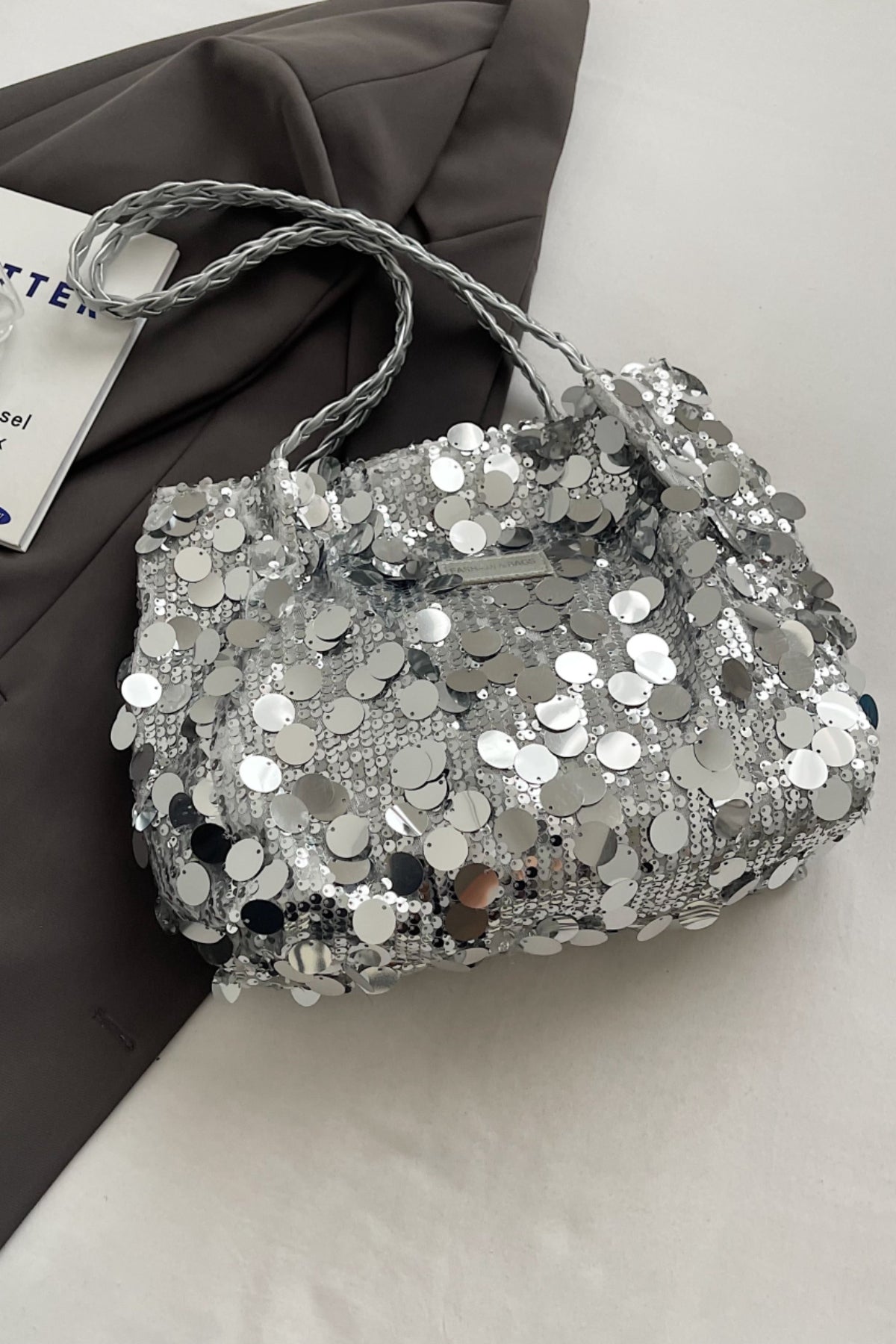 Sequin Braided Strap Shoulder Bag - The Daily Makeover