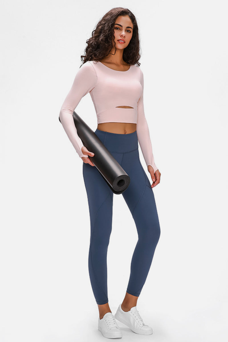 Long Sleeve Cropped Top With Sports Strap - The Daily Makeover