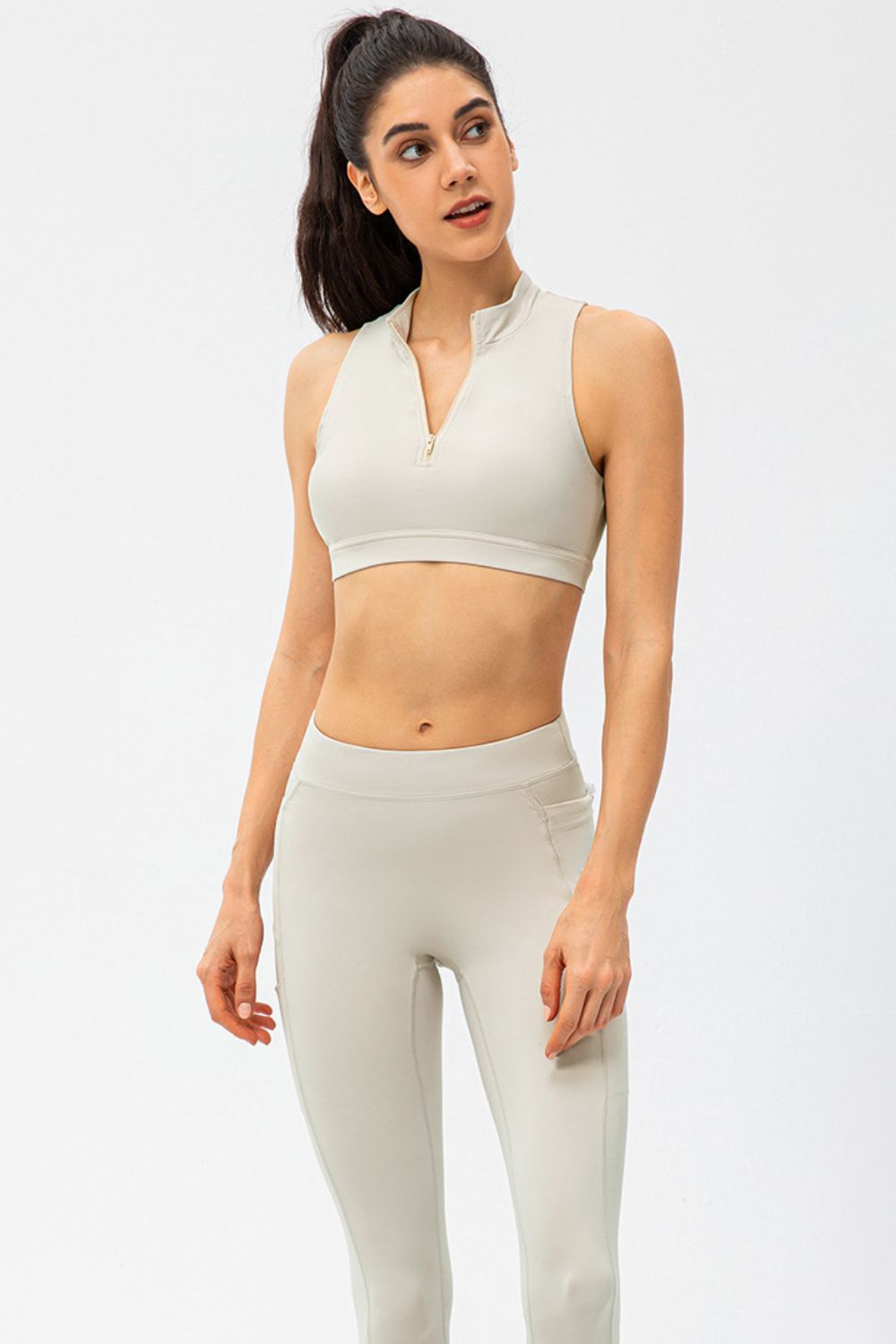 Full Size Cropped Cutout Back Zipper Front Active Tank Top - The Daily Makeover
