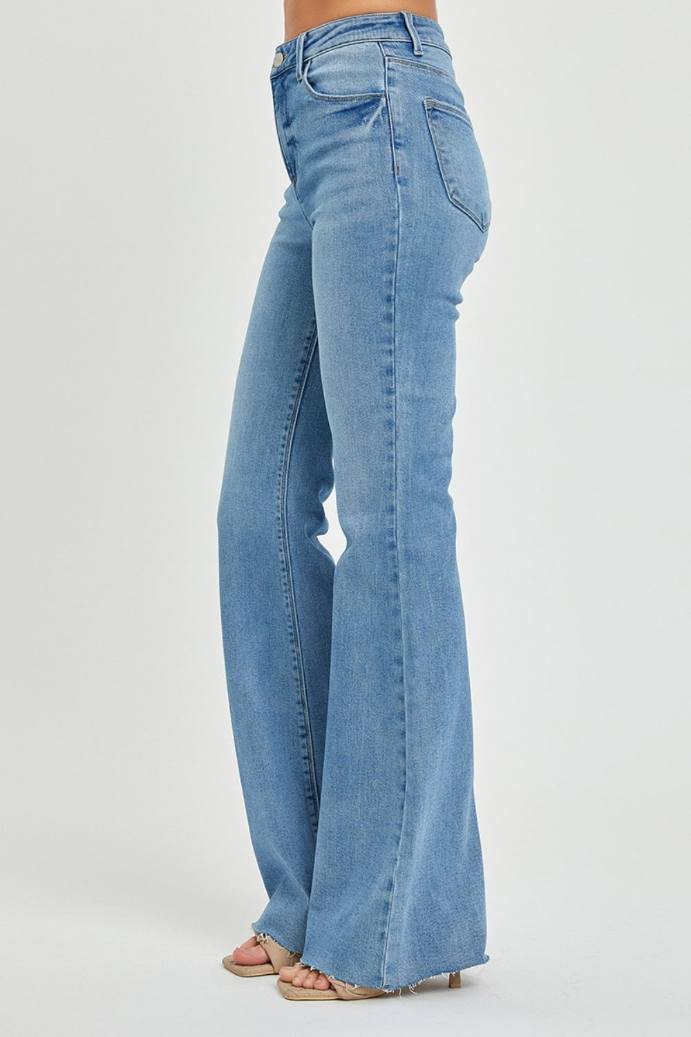 RISEN Full Size High Rise Raw Cut Hem Bootcut Jeans - The Daily Makeover