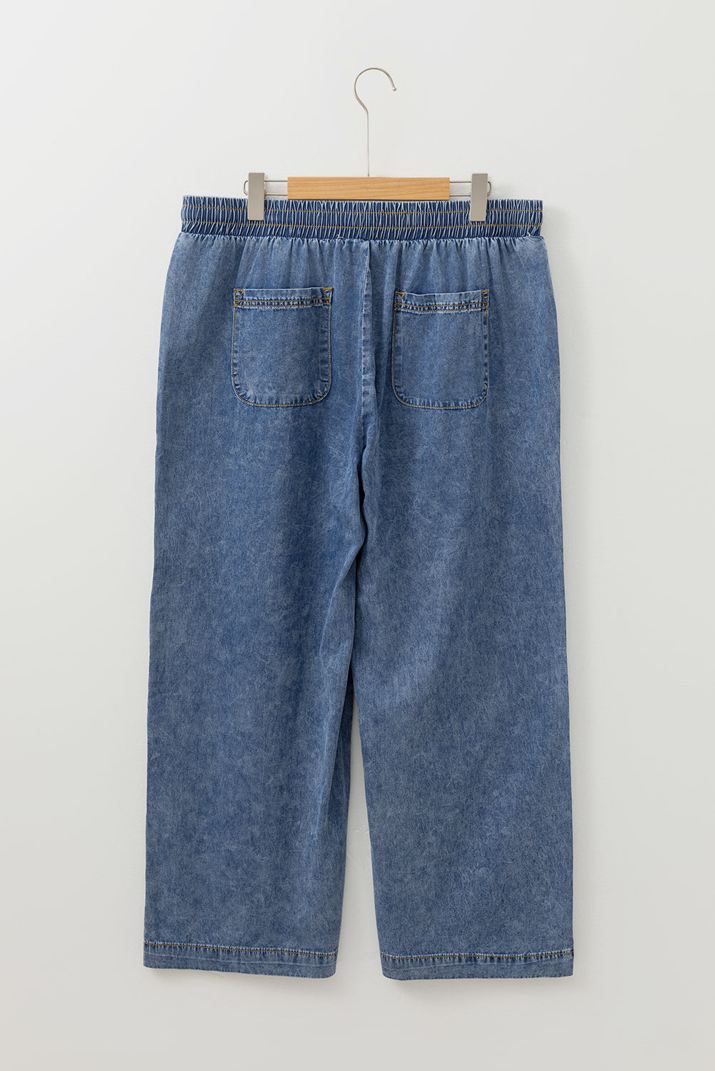 Dusk Blue Drawstring High Waist Plus Size Jeans - The Daily Makeover