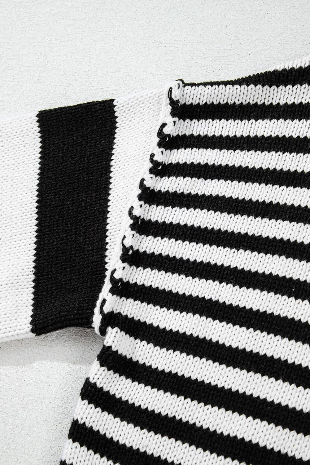 Striped Round Neck Long Sleeve Sweater - The Daily Makeover