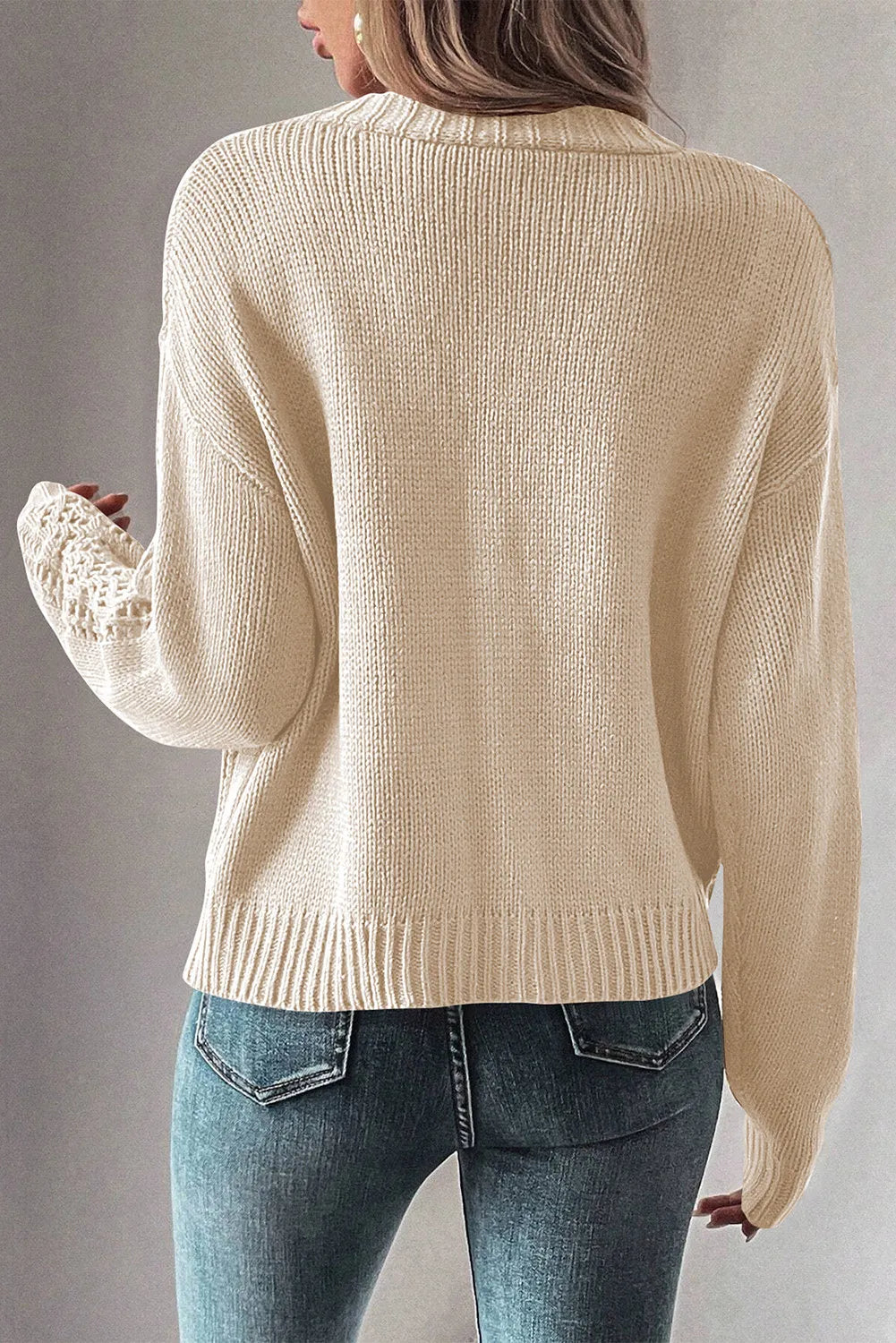 Openwork Button Up Long Sleeve Cardigan - The Daily Makeover