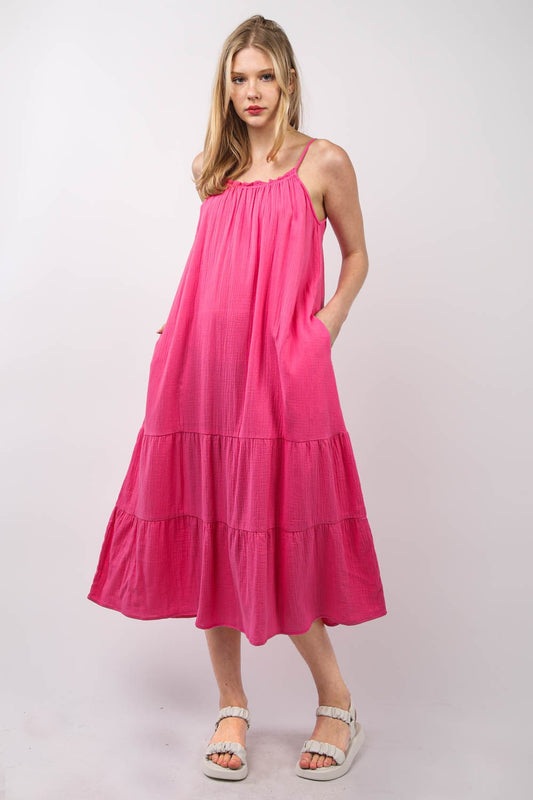 VERY J Ruffled A-Line Midi Cami Dress - The Daily Makeover