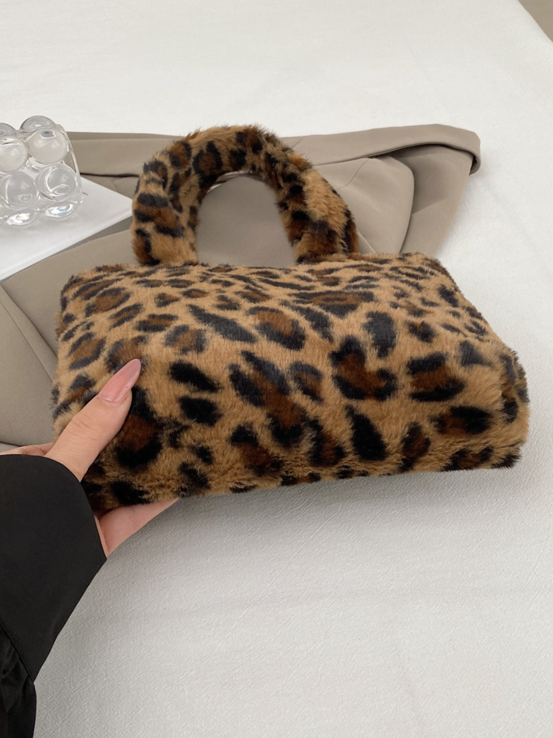 Leopard Fluff Handbag with Zip - The Daily Makeover