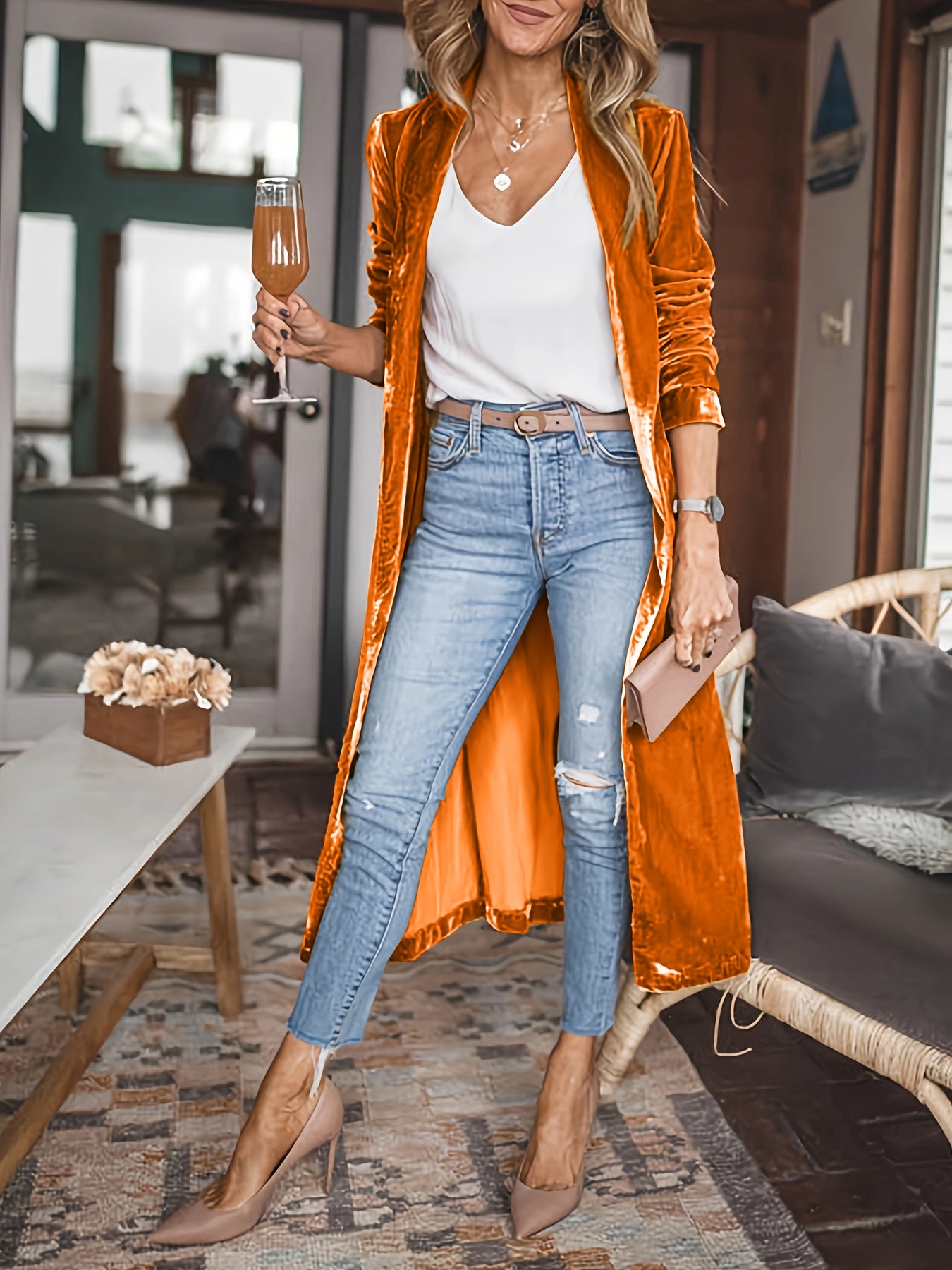 Open Front Long Sleeve Coat - The Daily Makeover