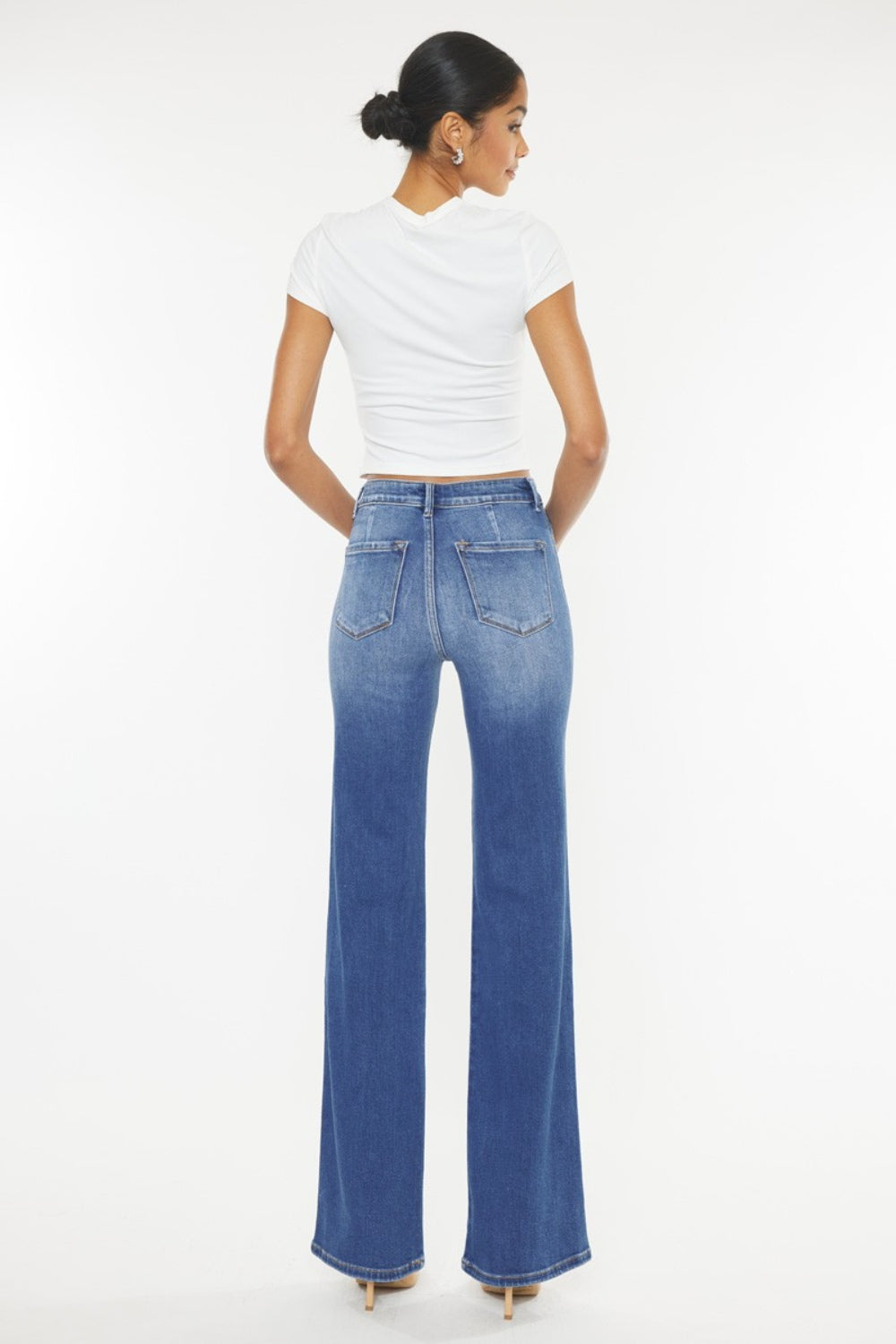 Kancan Ultra High Waist Gradient Flare Jeans - The Daily Makeover