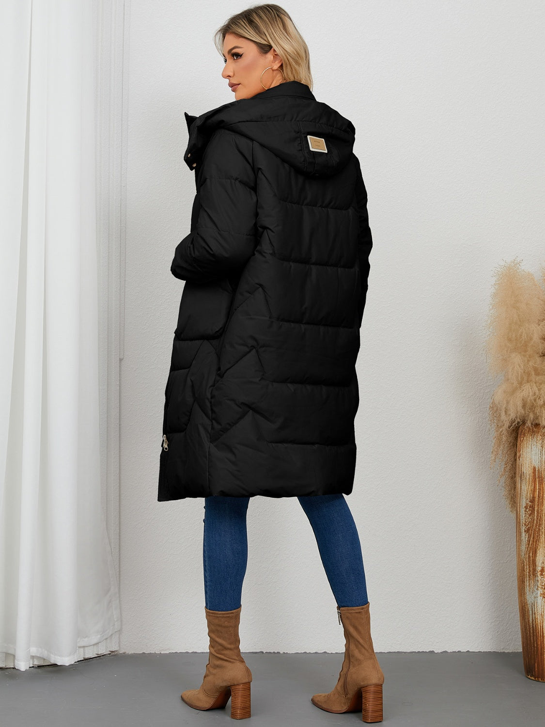 Long Sleeve Longline Hooded Winter Coat - The Daily Makeover