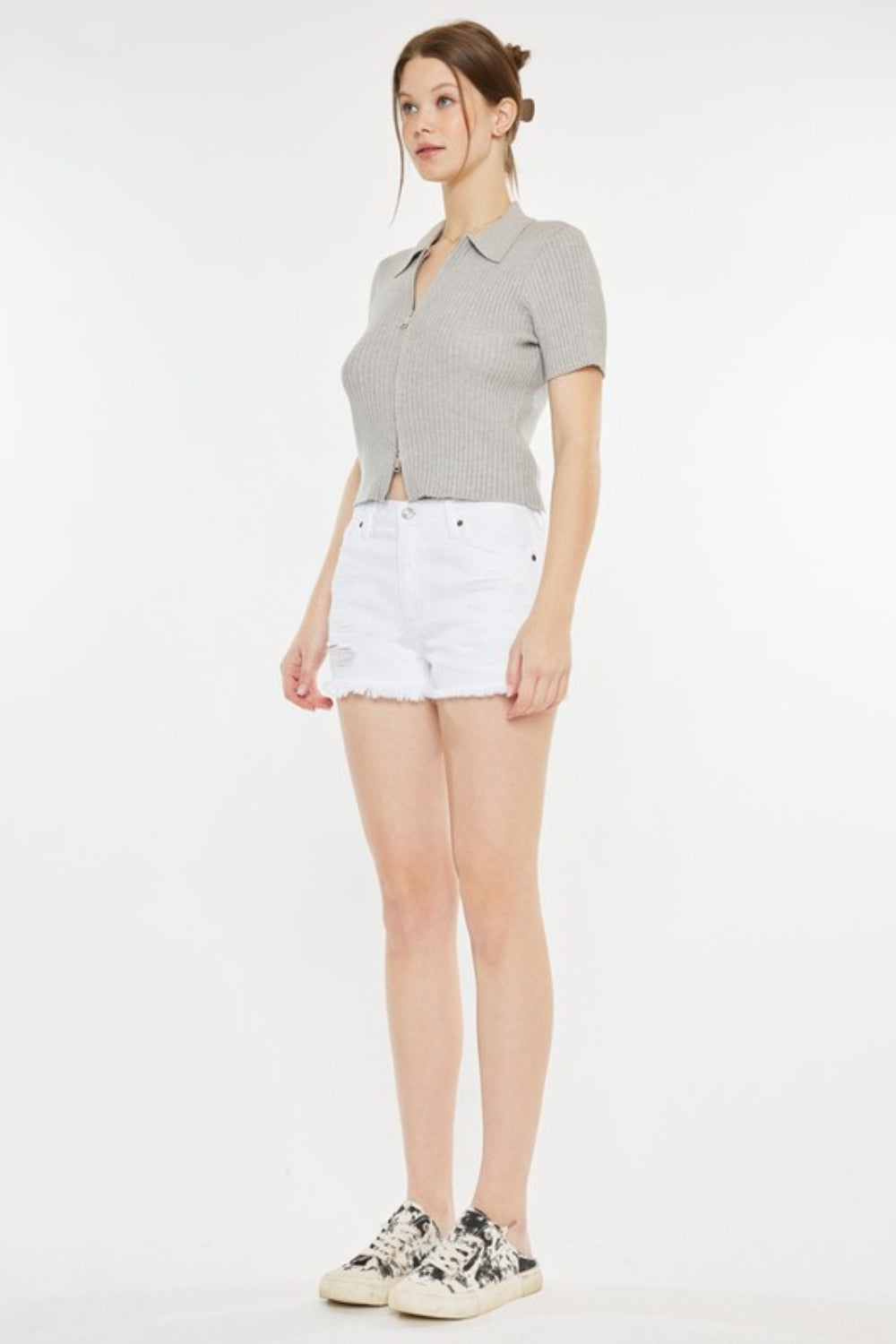 Kancan Raw Hem Distressed Denim Shorts - The Daily Makeover