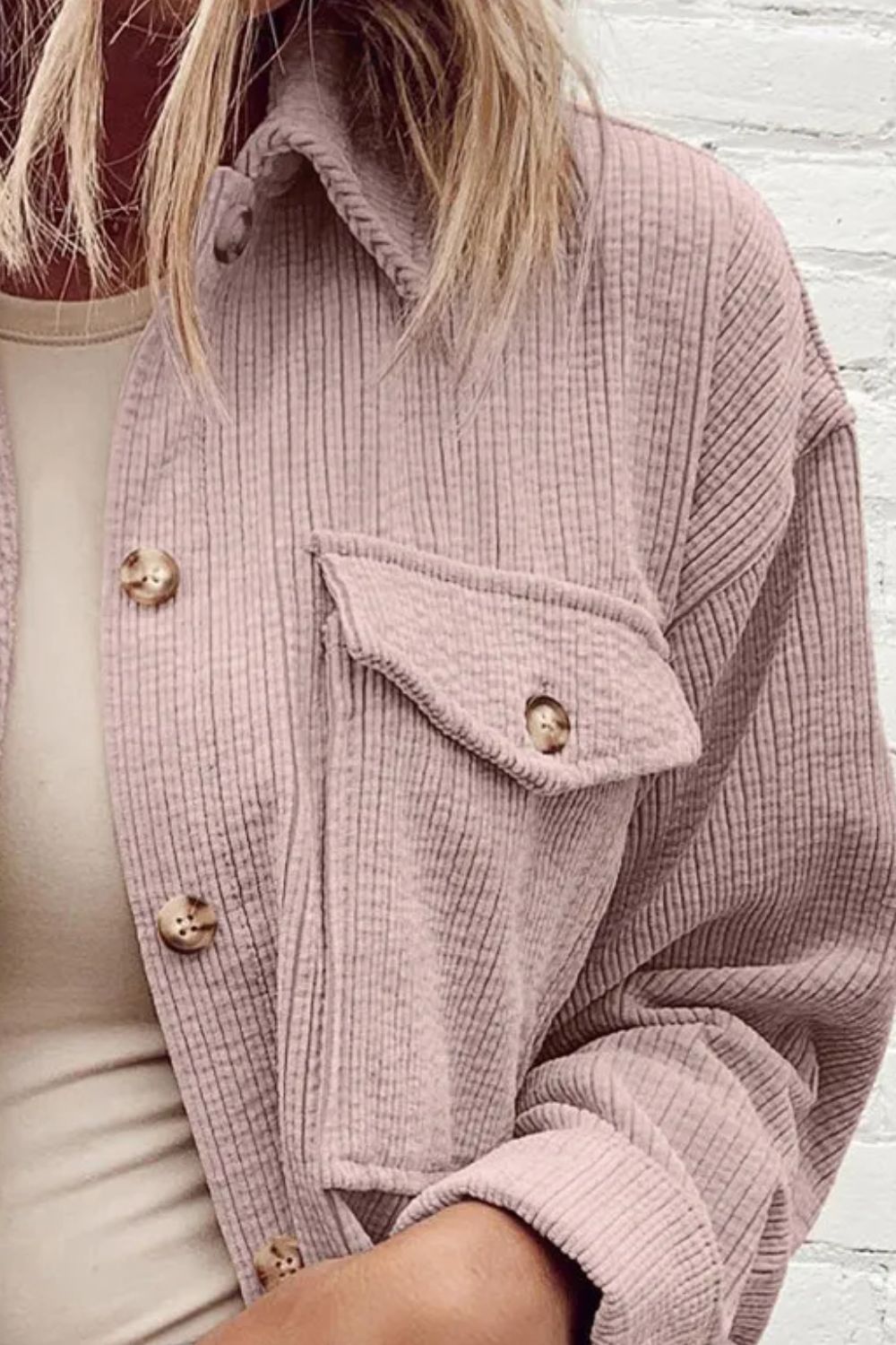 Pocketed Button Up Dropped Shoulder Shacket - The Daily Makeover