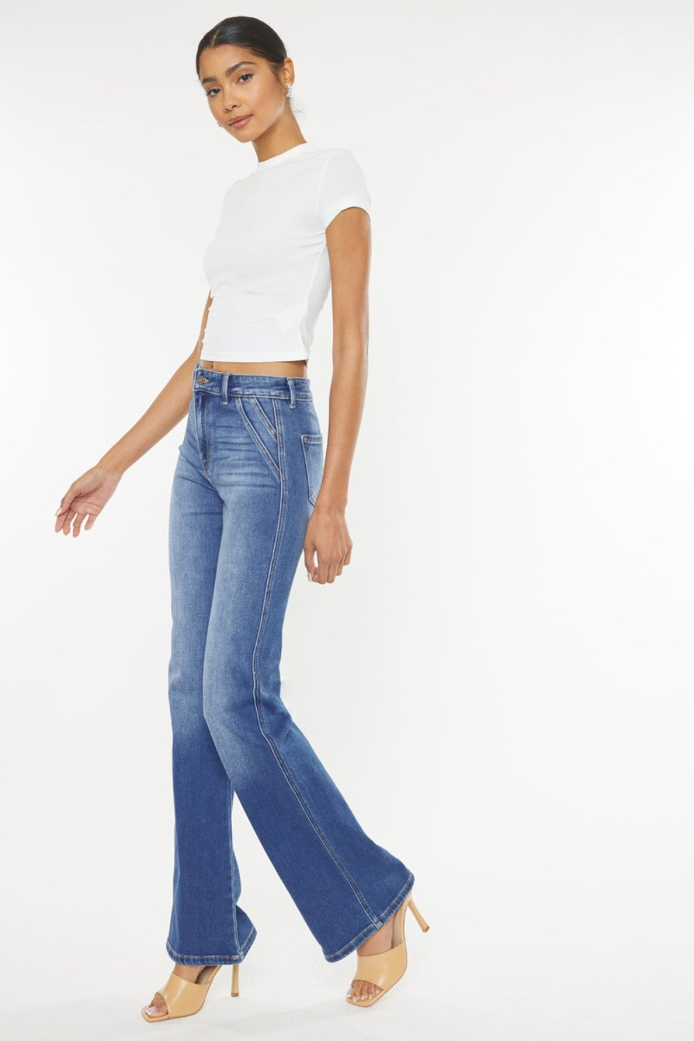 Kancan Ultra High Waist Gradient Flare Jeans - The Daily Makeover