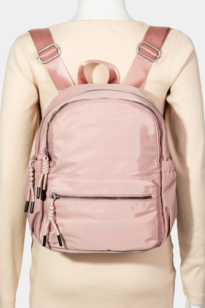 Fame Adjustable Strap Nylon Backpack Bag with Side Pockets - The Daily Makeover
