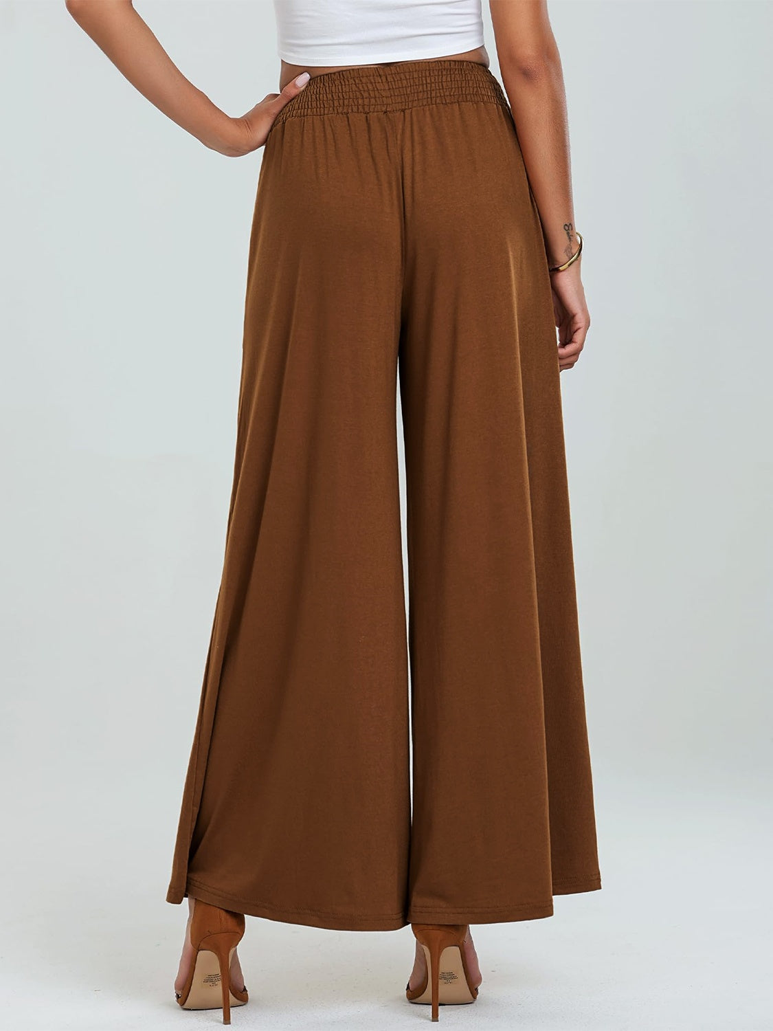 Pocketed Elastic Waist Wide Leg Pants - The Daily Makeover
