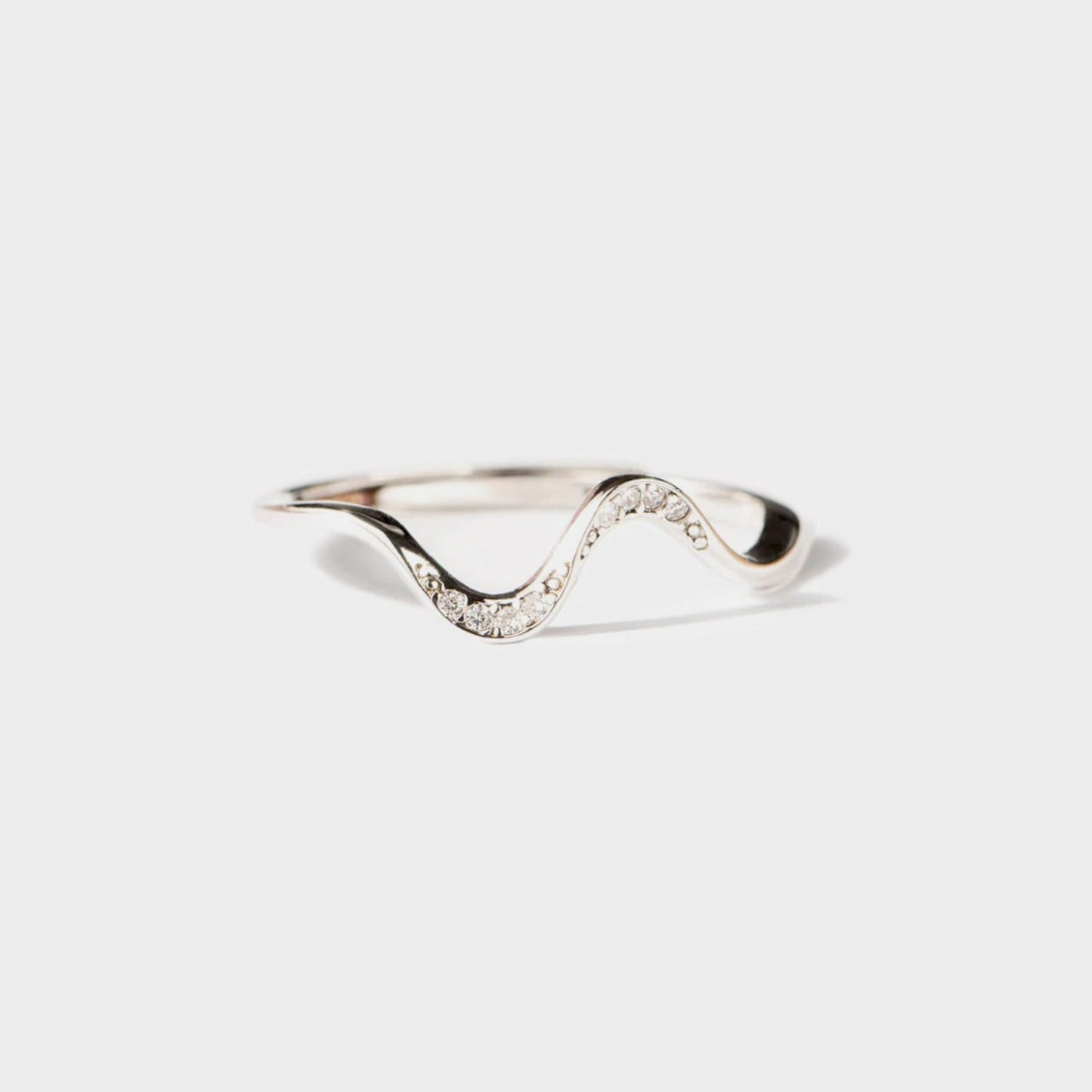 925 Sterling Silver Inlaid Zircon Wave Shape Ring - The Daily Makeover