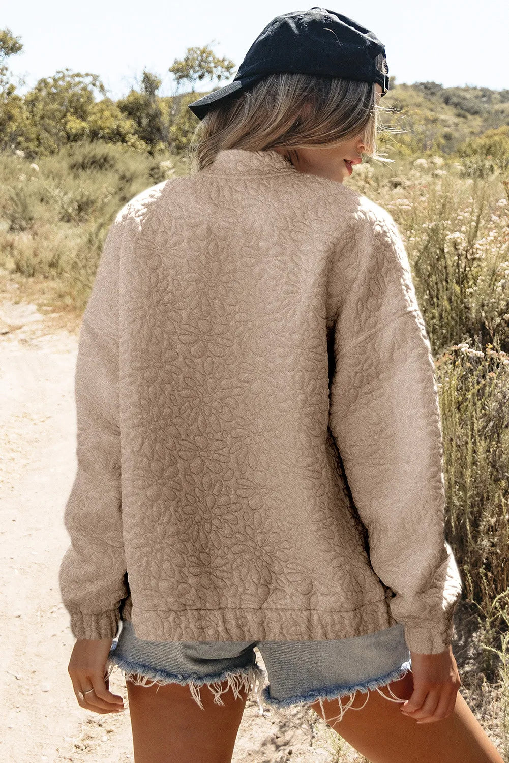 Baseball Collar Floral Quilted Jacket - The Daily Makeover