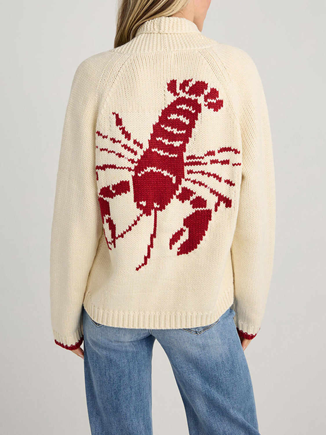 Lobster Button Up Long Sleeve Cardigan - The Daily Makeover