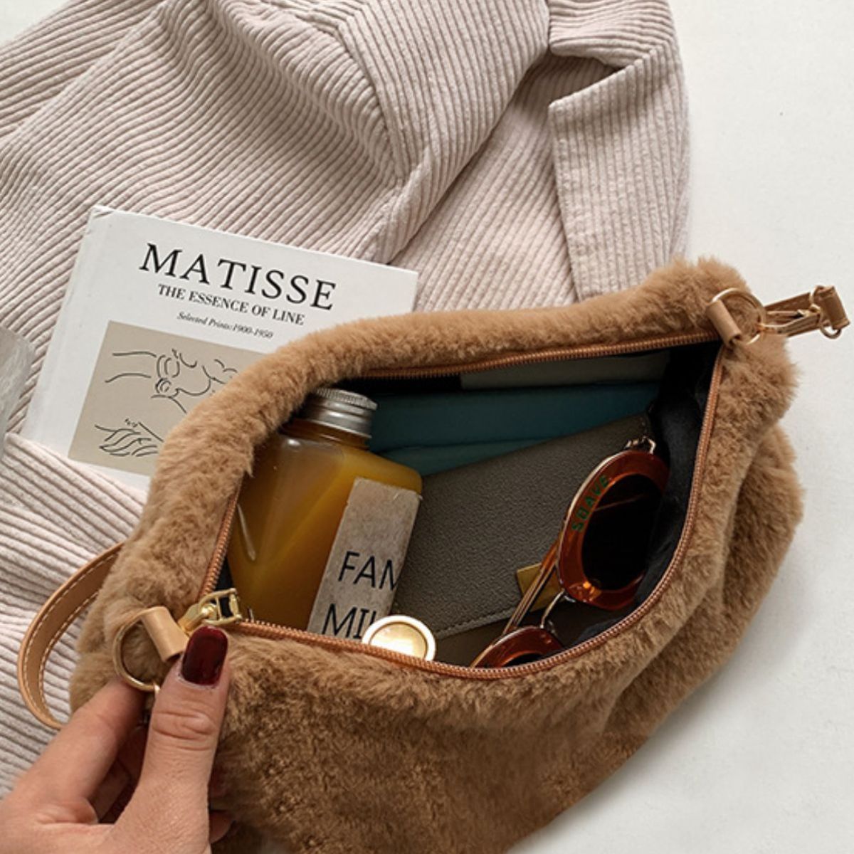 Faux Fur Removable Strap Shoulder Bag - The Daily Makeover