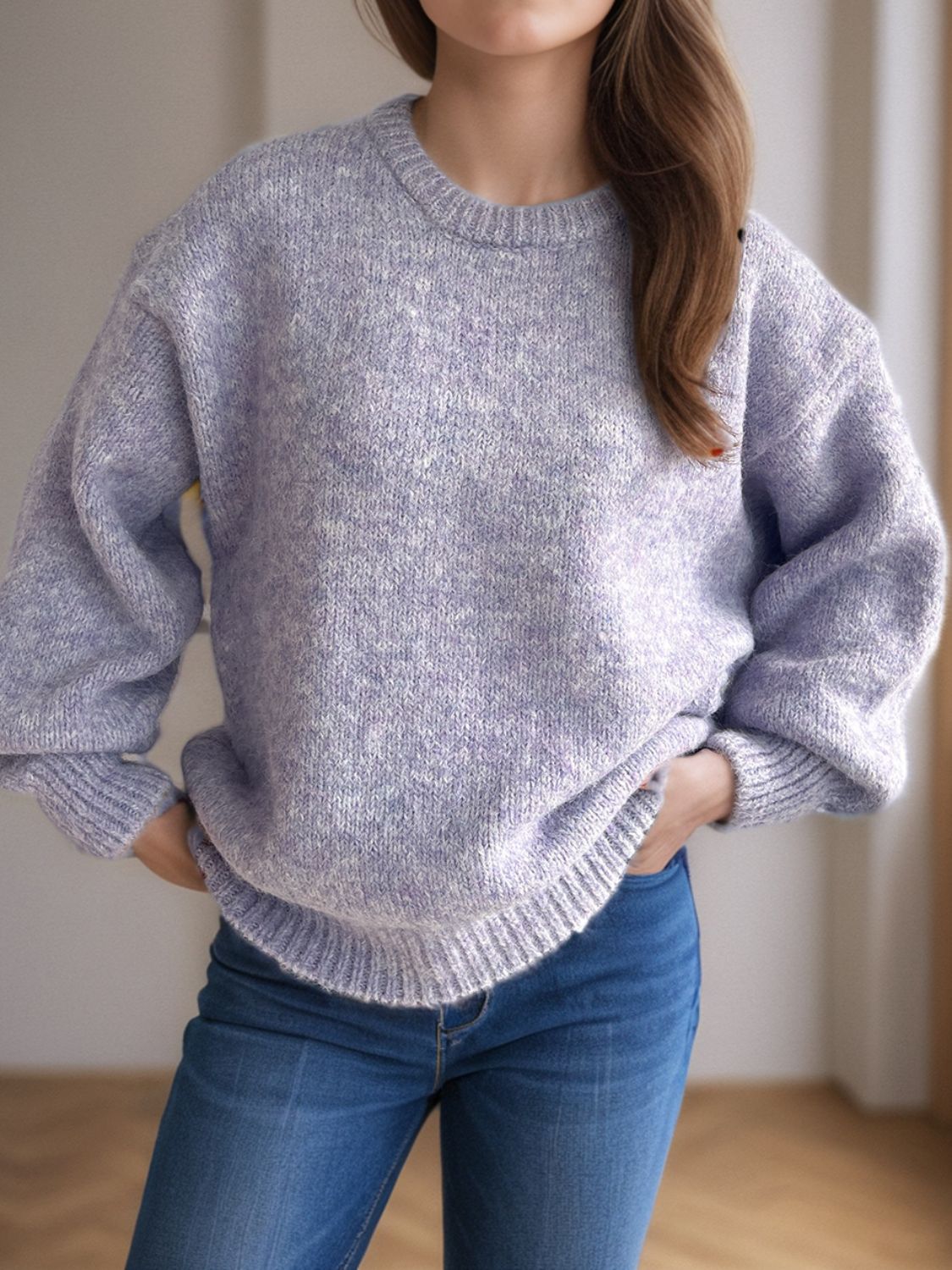 Round Neck Long Sleeve Sweater - The Daily Makeover