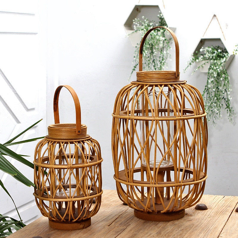 Chinese Wooden Rattan Lantern for Candles - The Daily Makeover