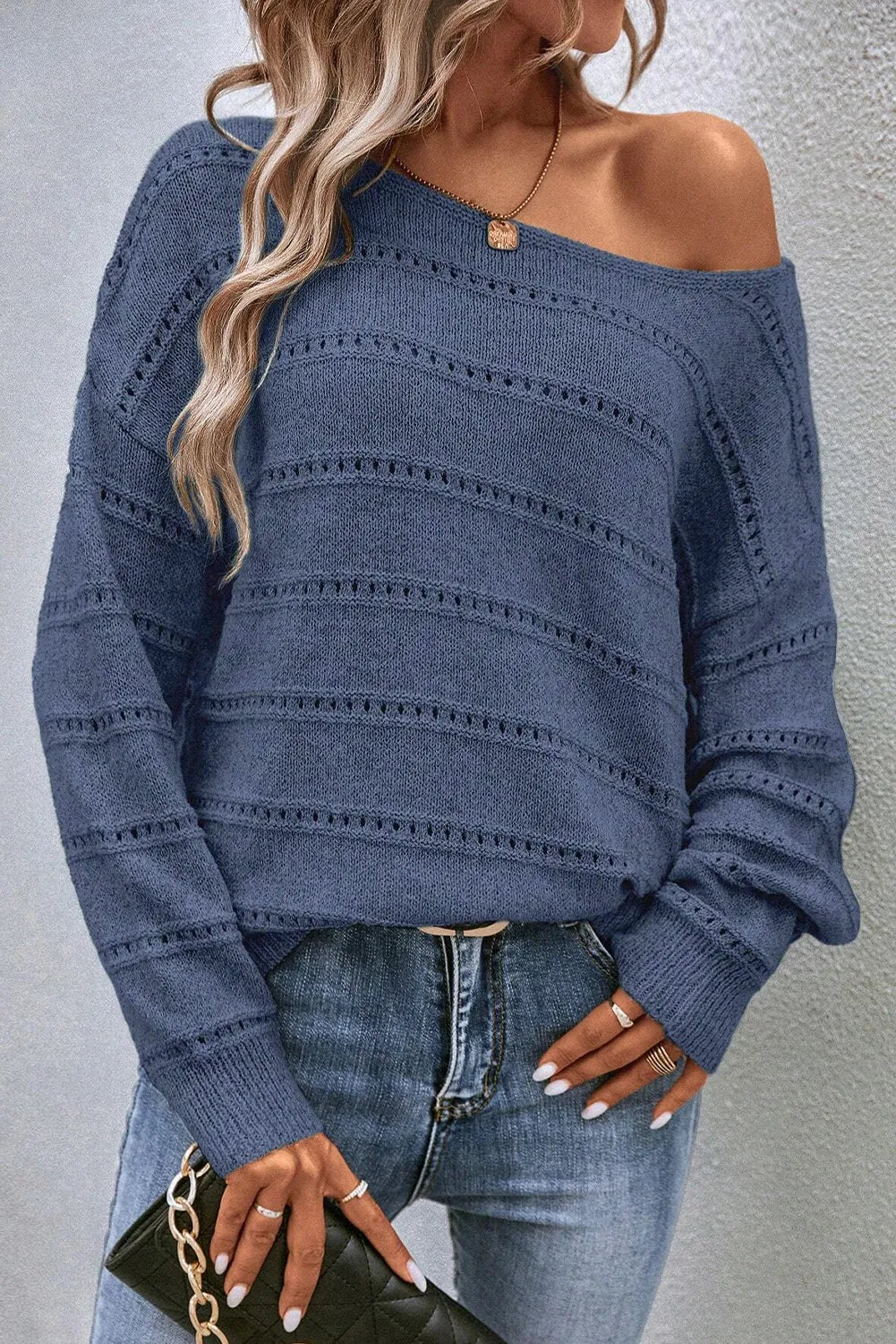 Boat Neck Dropped Shoulder Sweater - The Daily Makeover