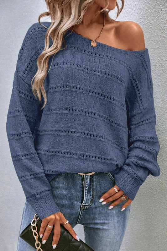 Boat Neck Dropped Shoulder Sweater - The Daily Makeover
