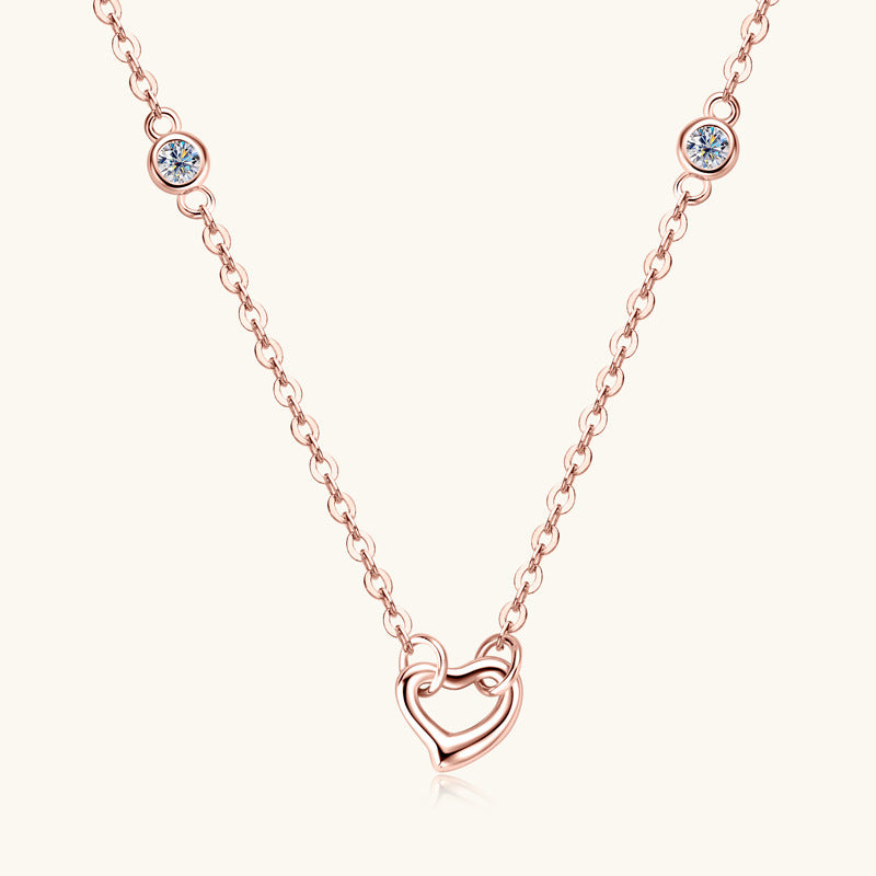 Moissanite 925 Sterling Silver Heart Necklace - The Daily Makeover