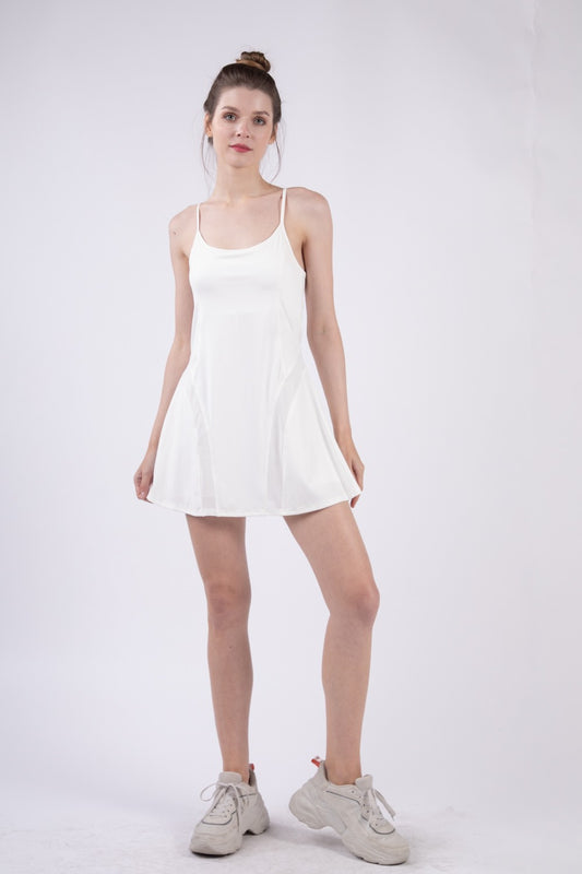 VERY J Mesh Detail Tennis Mini Active Dress with Shorts Inside - The Daily Makeover