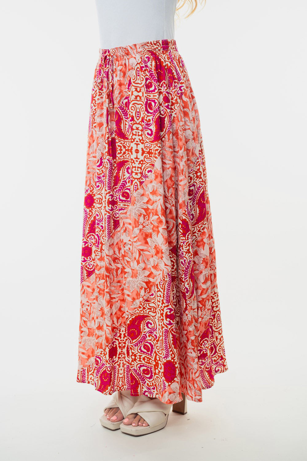 White Birch Full Size High Waisted Floral Woven Skirt - The Daily Makeover