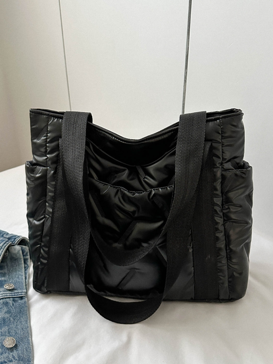 Solid Color Tote Bag with Side Pockets - The Daily Makeover