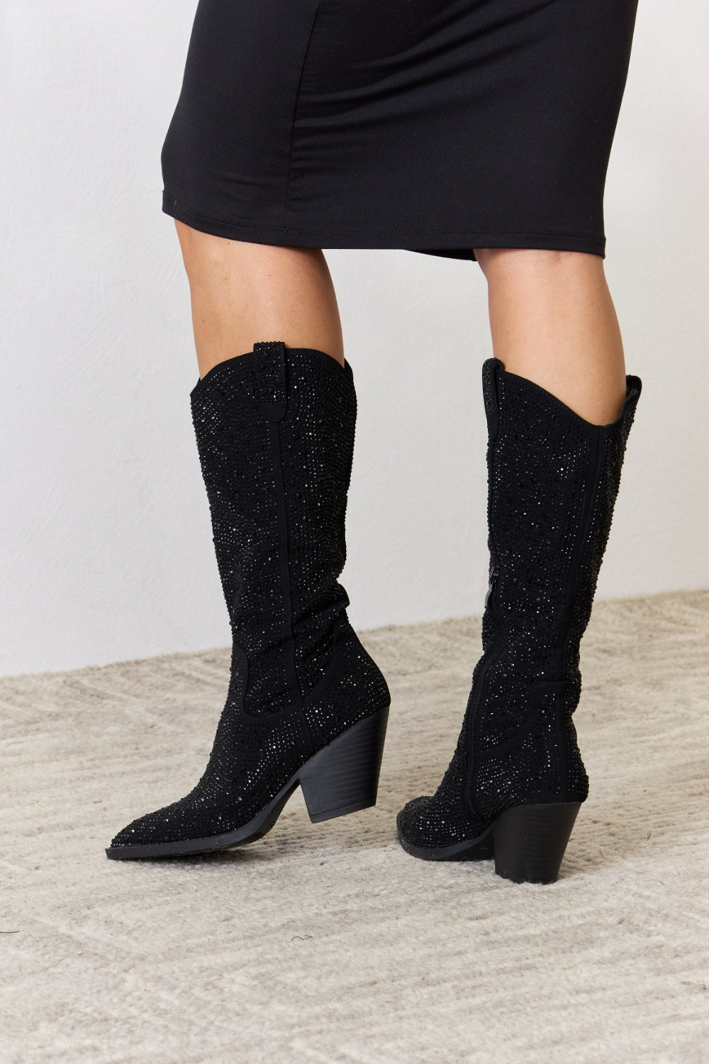 Forever Link Rhinestone Knee High Cowboy Boots - The Daily Makeover